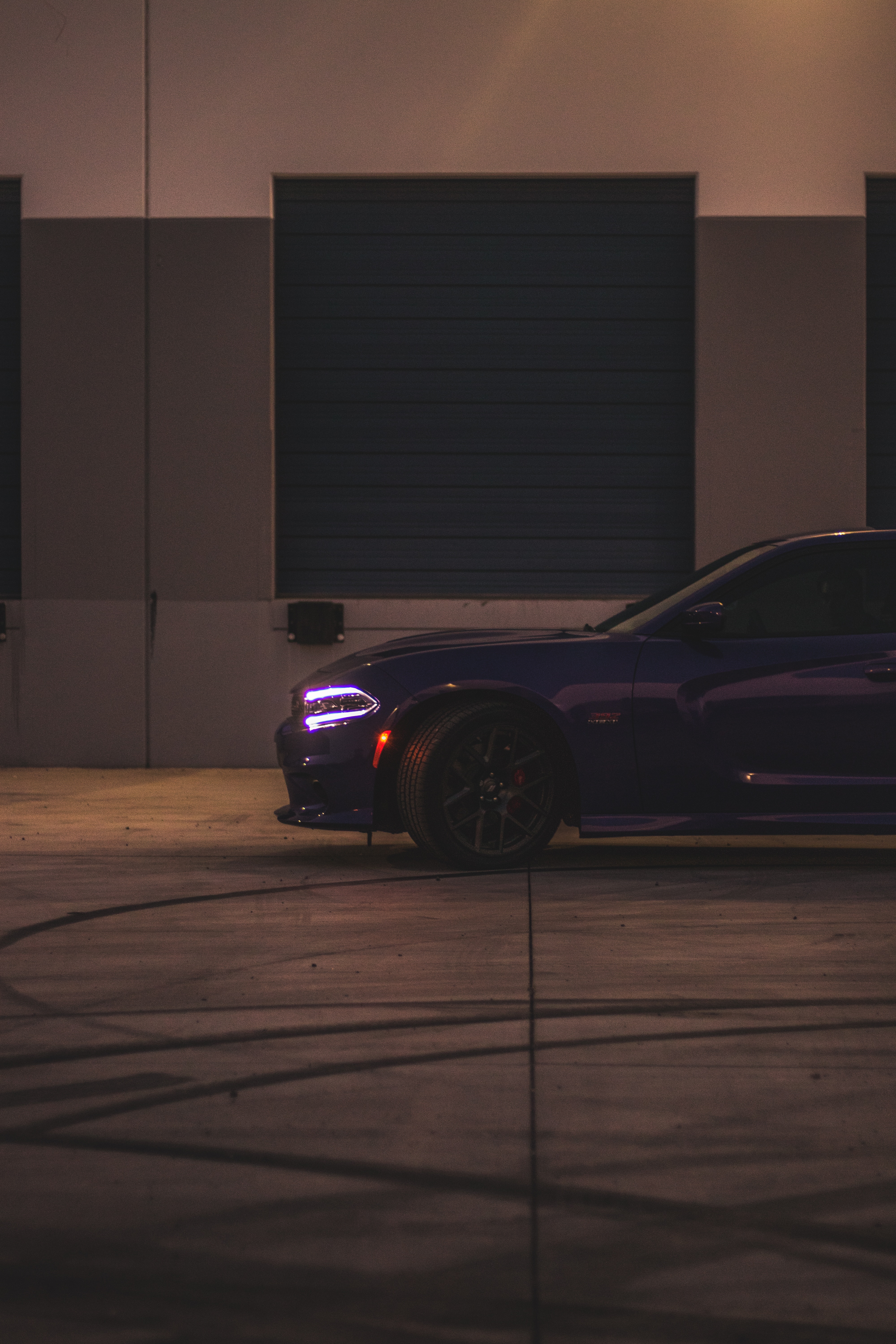 Download mobile wallpaper Side View, Violet, Dodge Charger, Headlight, Cars, Purple for free.
