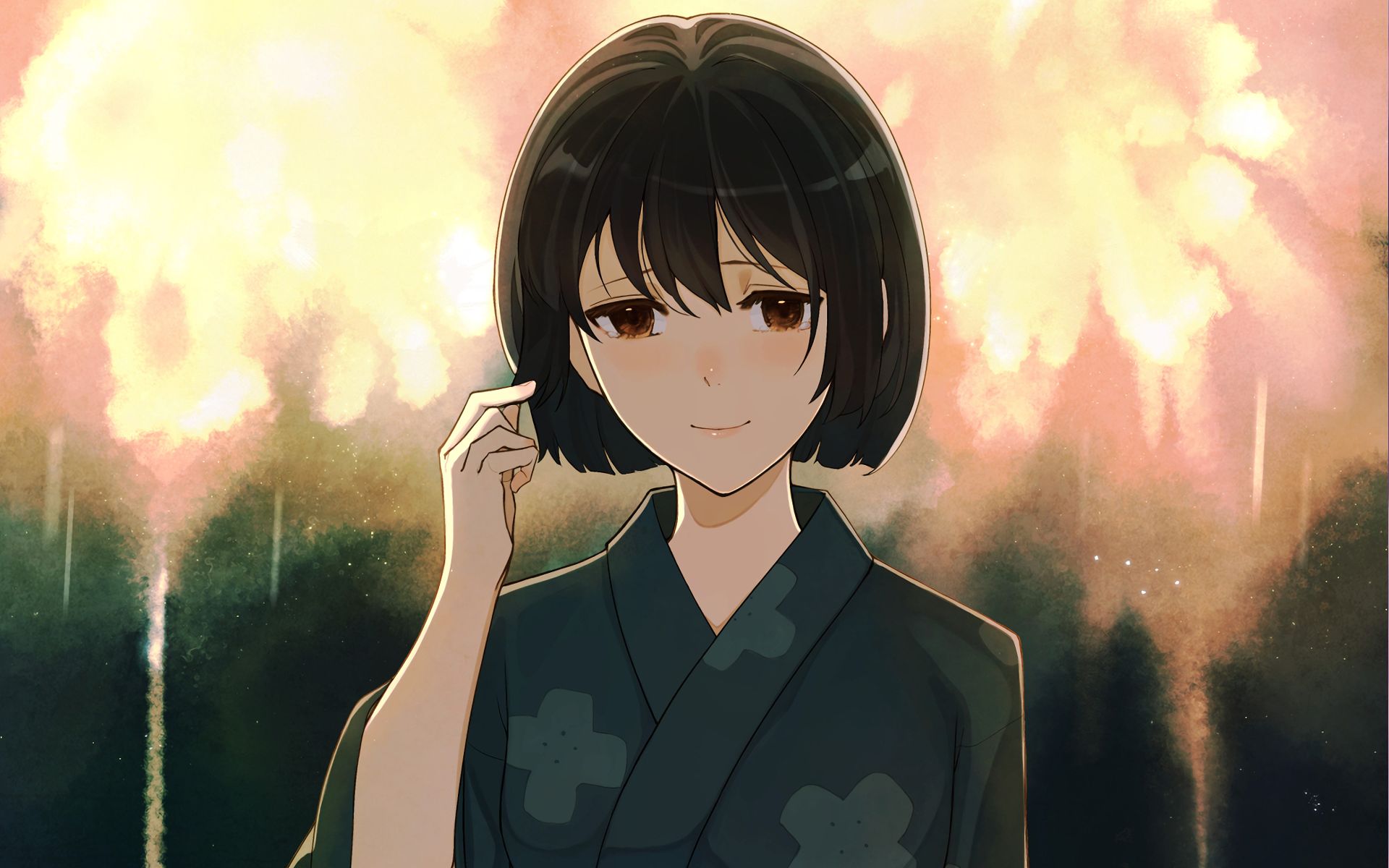 Anime, anime girls, Kimi no Na Wa, Miyamizu Mitsuha, short hair, black hair,  HD phone wallpaper