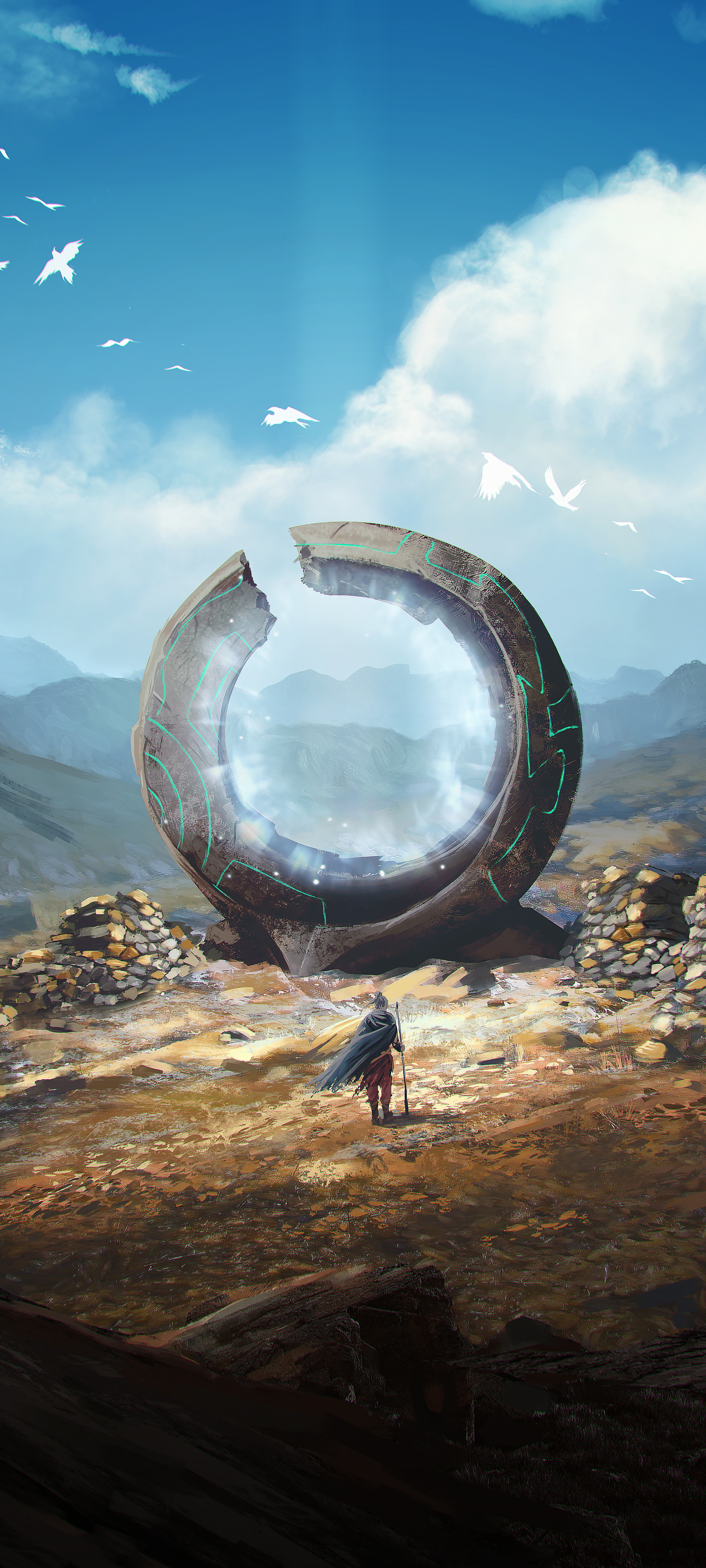 traveler, fantasy, portal lock screen backgrounds