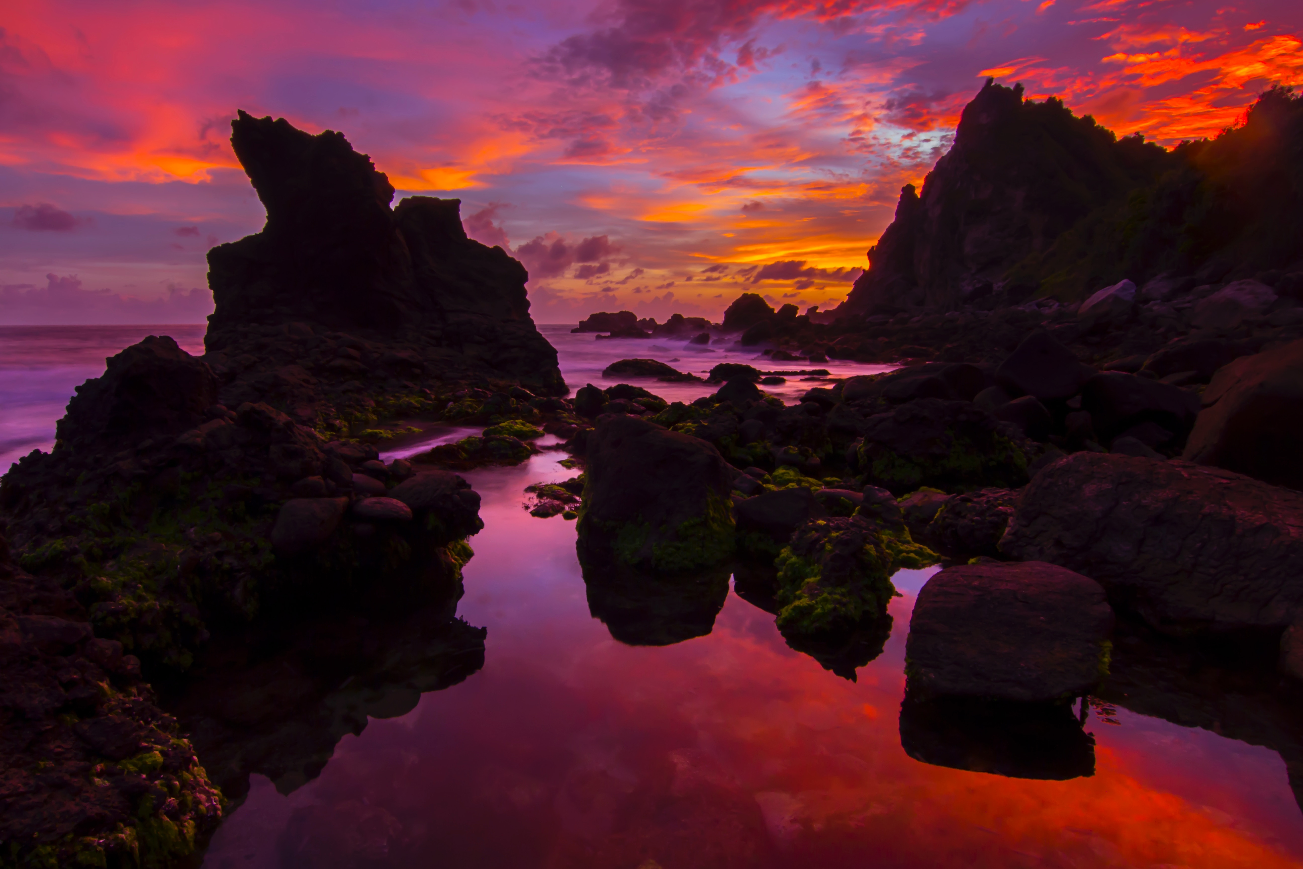Laden Sie das Natur, Sunset, Stones, Felsen, Die Steine, Sea-Bild kostenlos auf Ihren PC-Desktop herunter