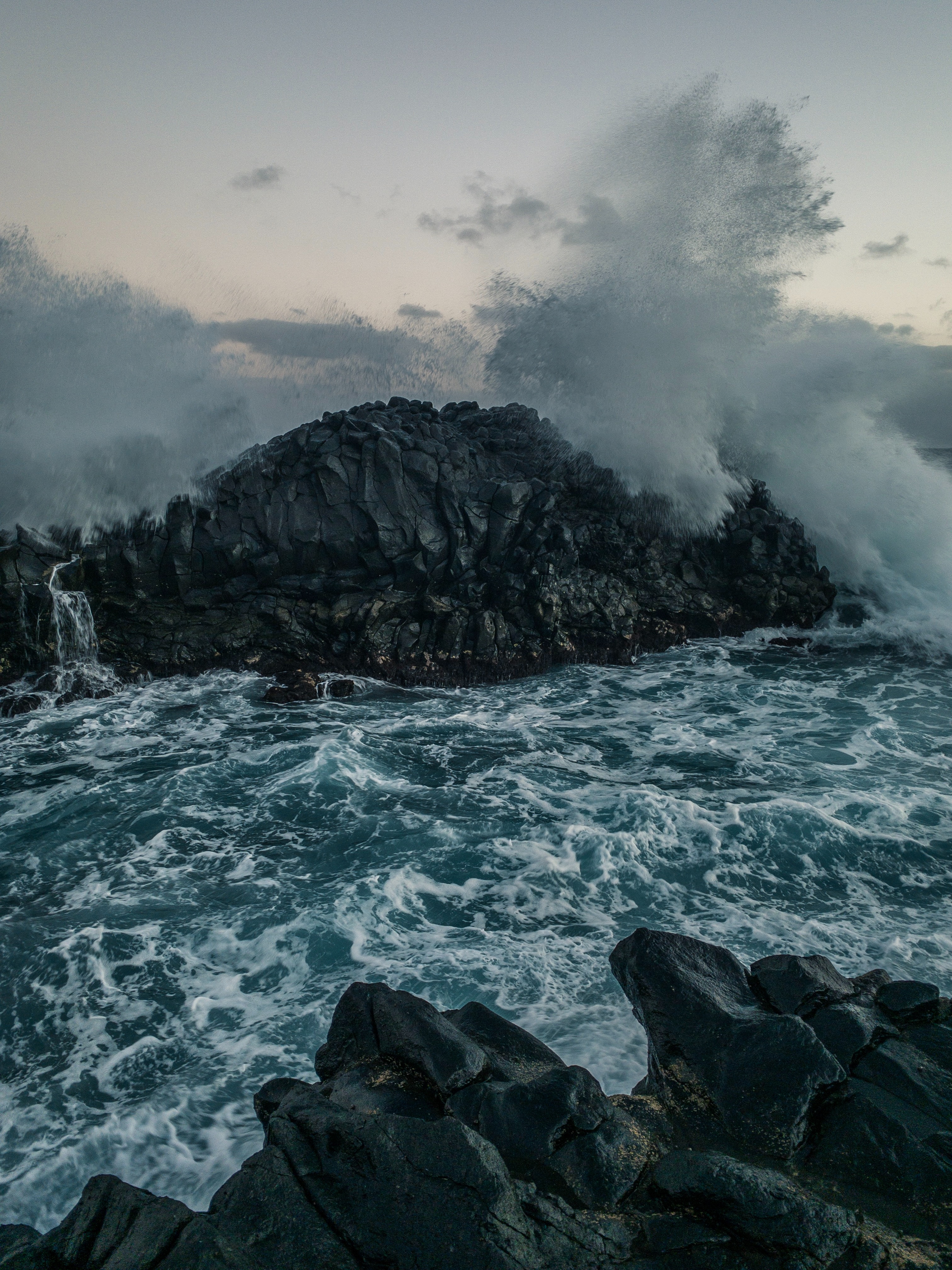 HD wallpaper waves, nature, water, sea, rocks, spray, storm