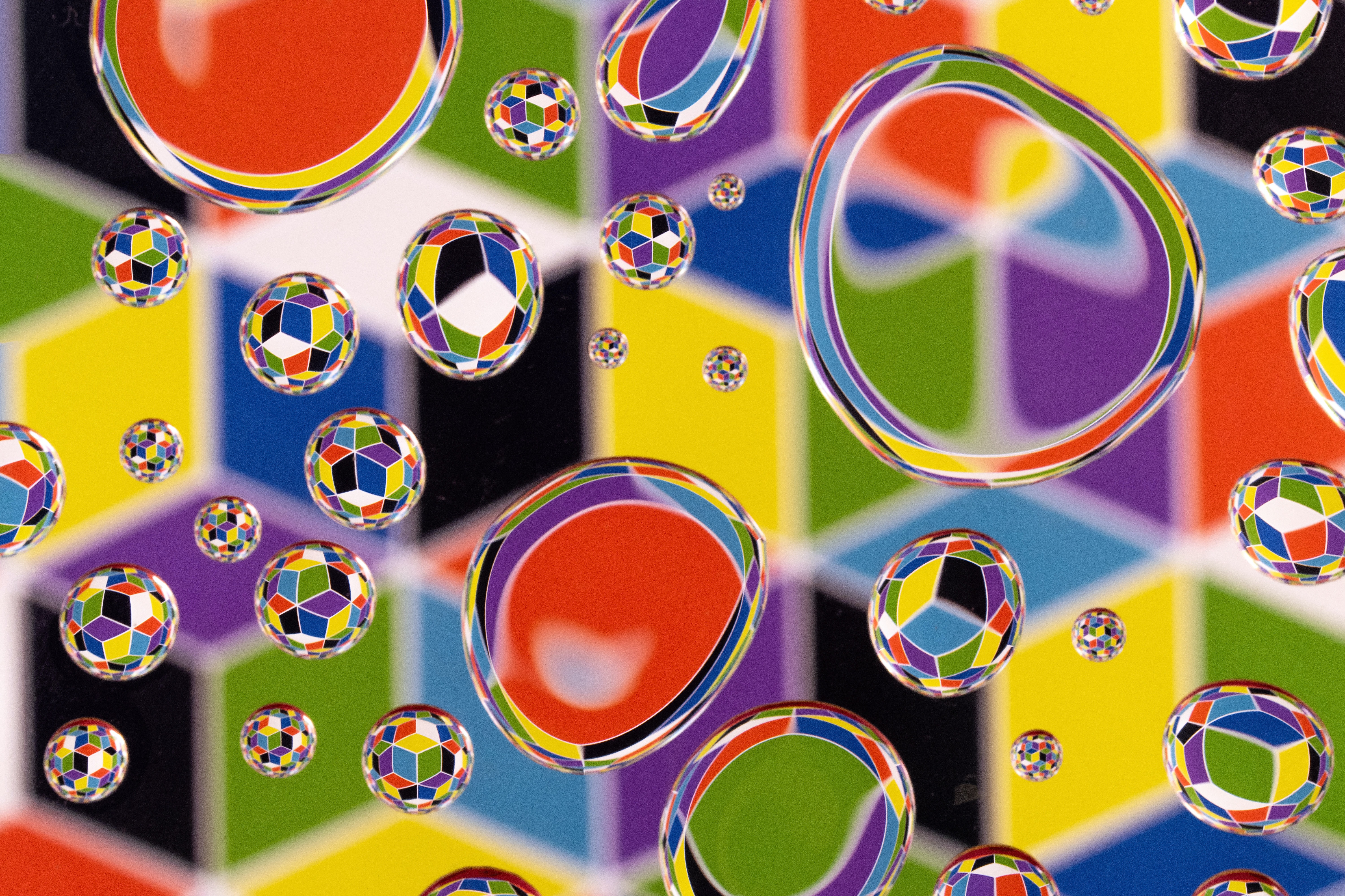 drops, bubbles, abstract, reflection, multicolored, motley Smartphone Background