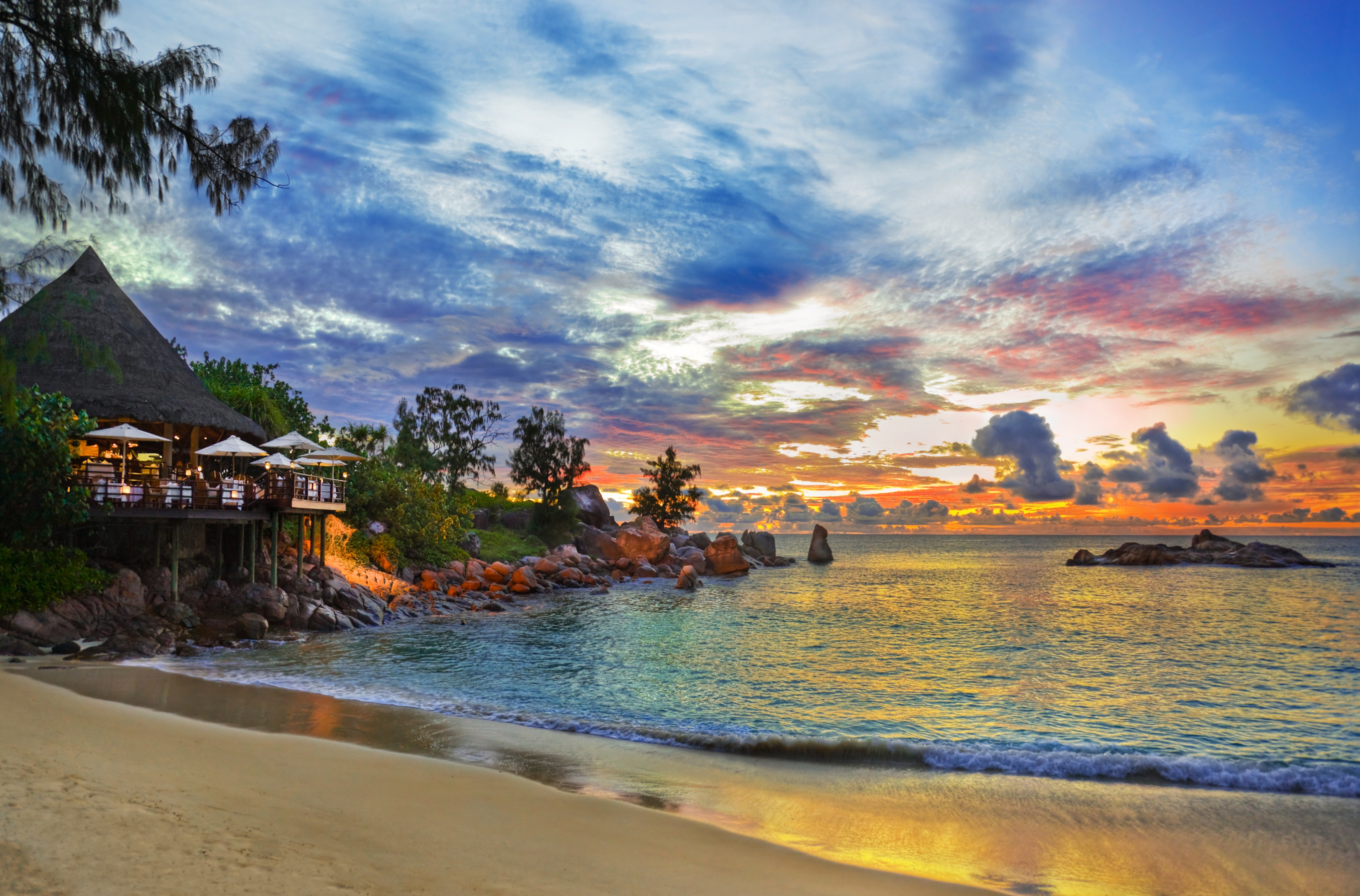 tropical, sea, beach, photography, horizon, ocean, palm tree, resort, seychelles