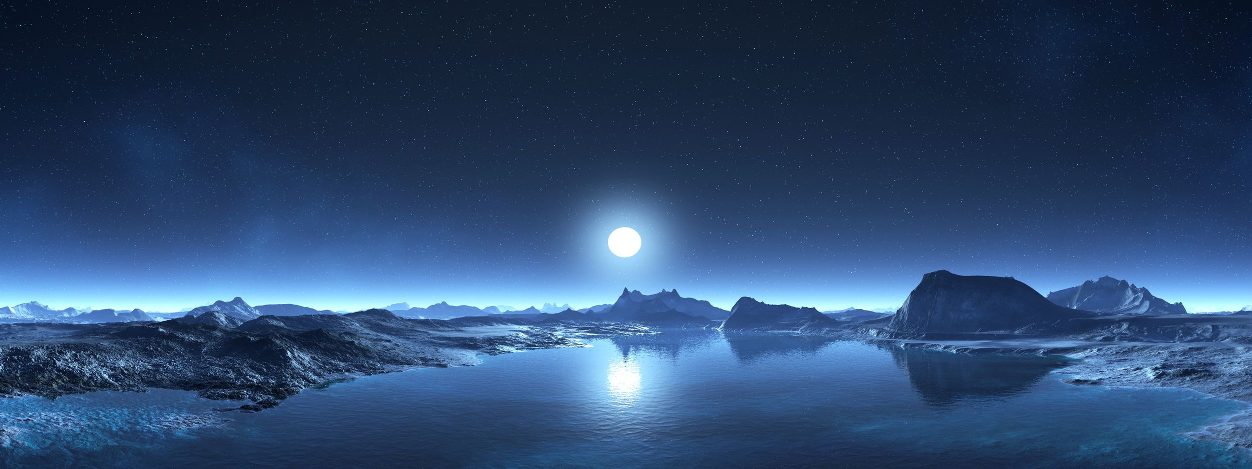 Ночь Луна звезды горы