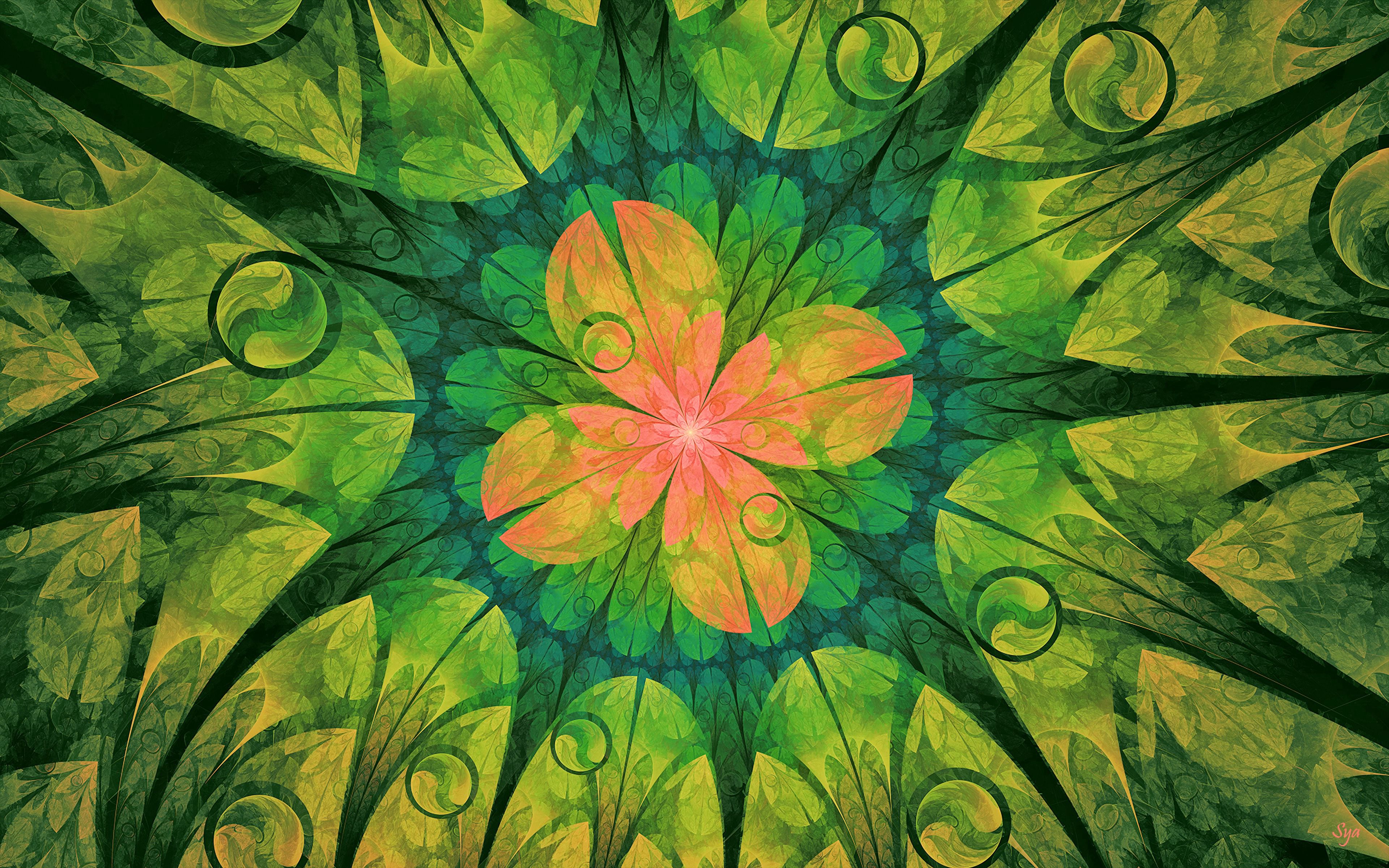 flower, digital, abstract, pattern, fractal HD wallpaper