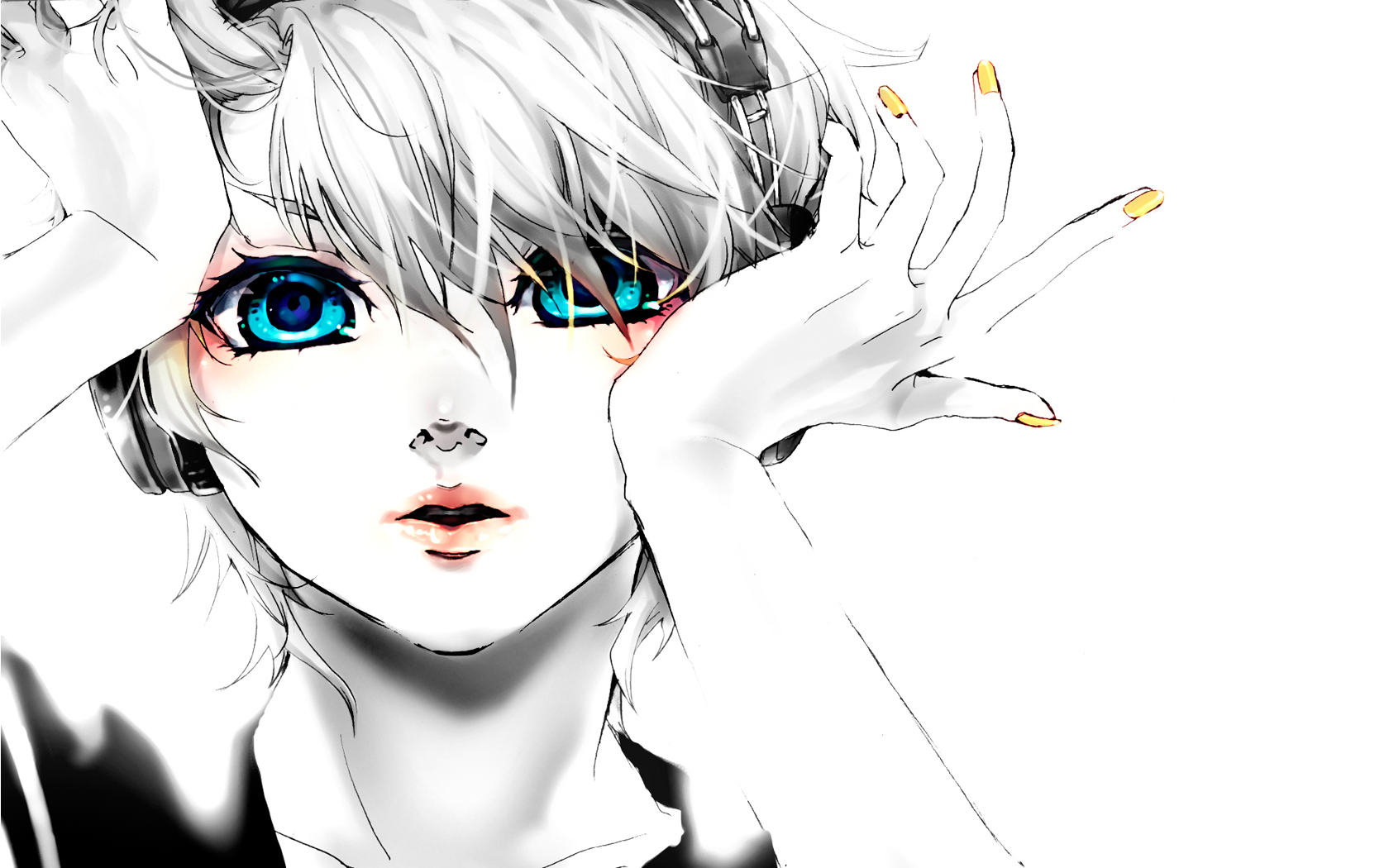 Черно белое аниме с цветными глазами