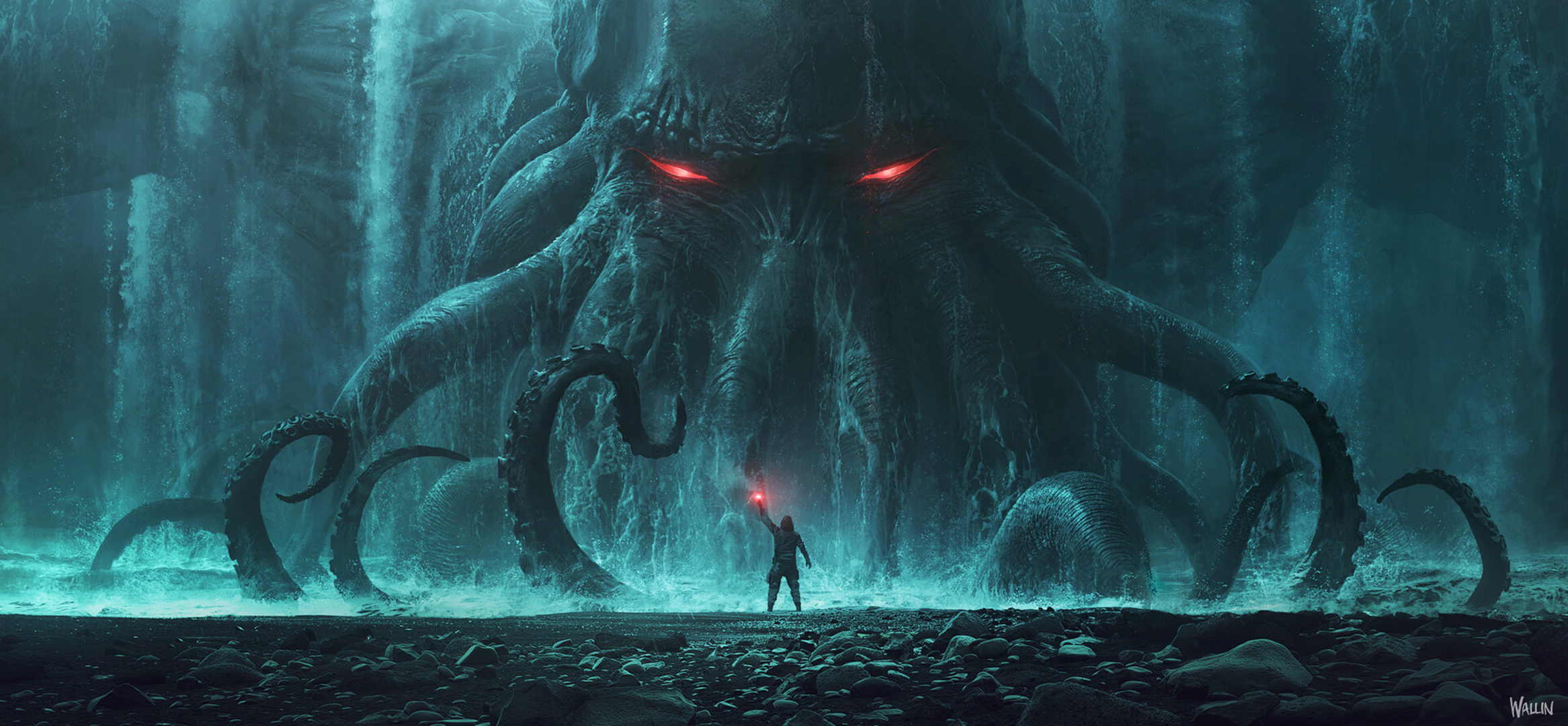 wallpapers h p lovecraft, sea monster, cthulhu, fantasy