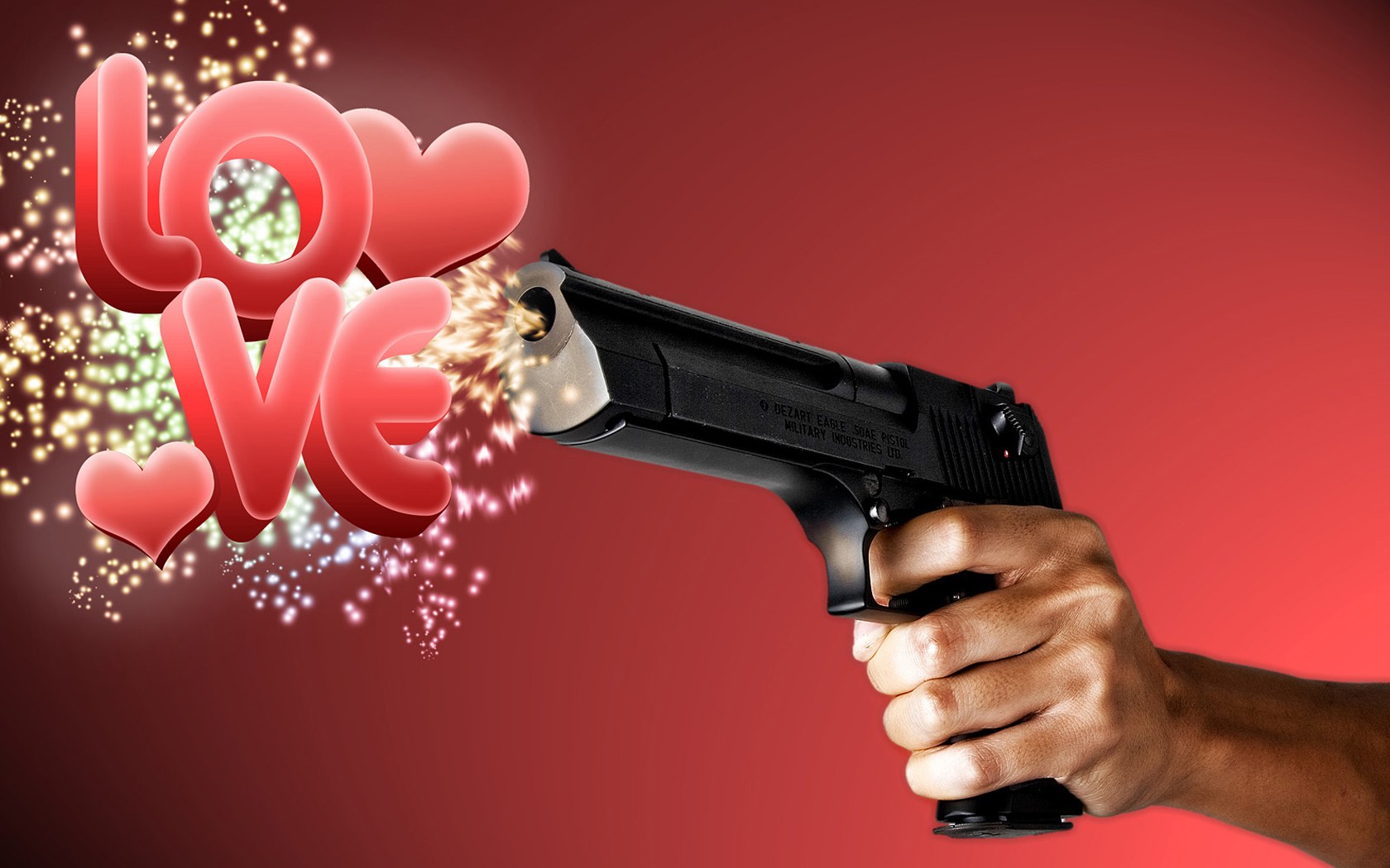 Пистолет стреляет в сердце