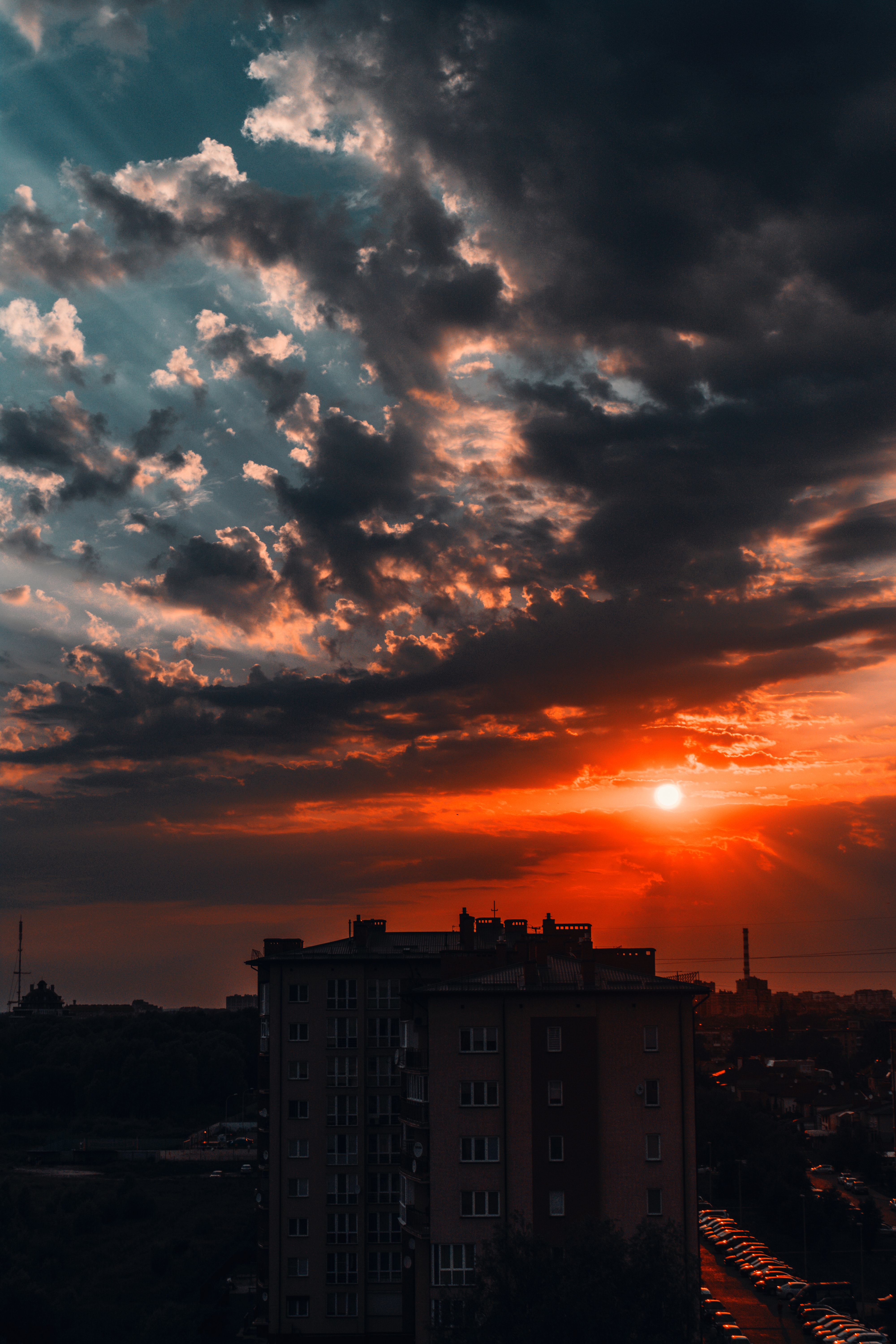 cities, sunset, sky, architecture, clouds, building cellphone