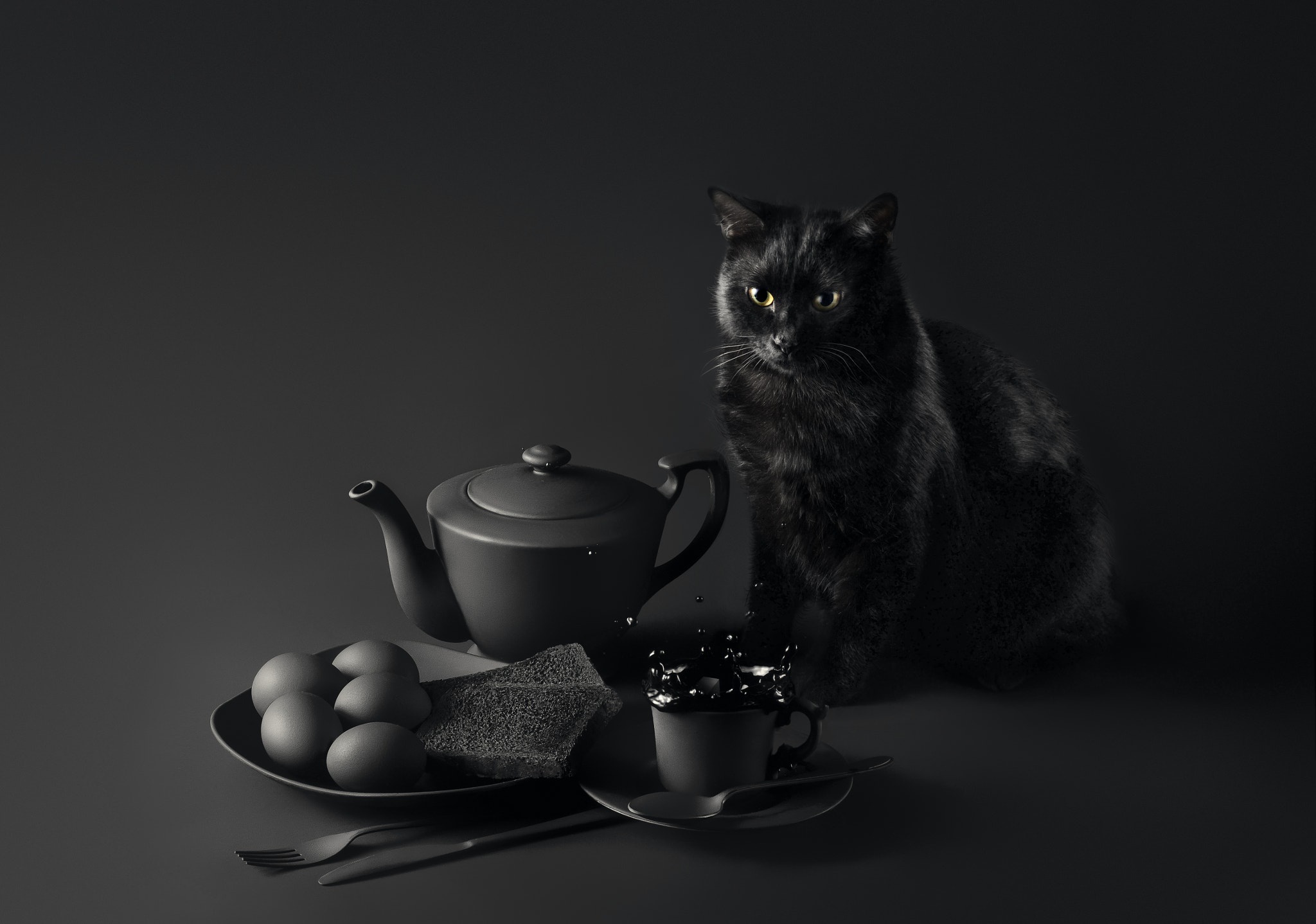 436486 descargar imagen animales, gato, blanco y negro, taza, tetera, gatos: fondos de pantalla y protectores de pantalla gratis