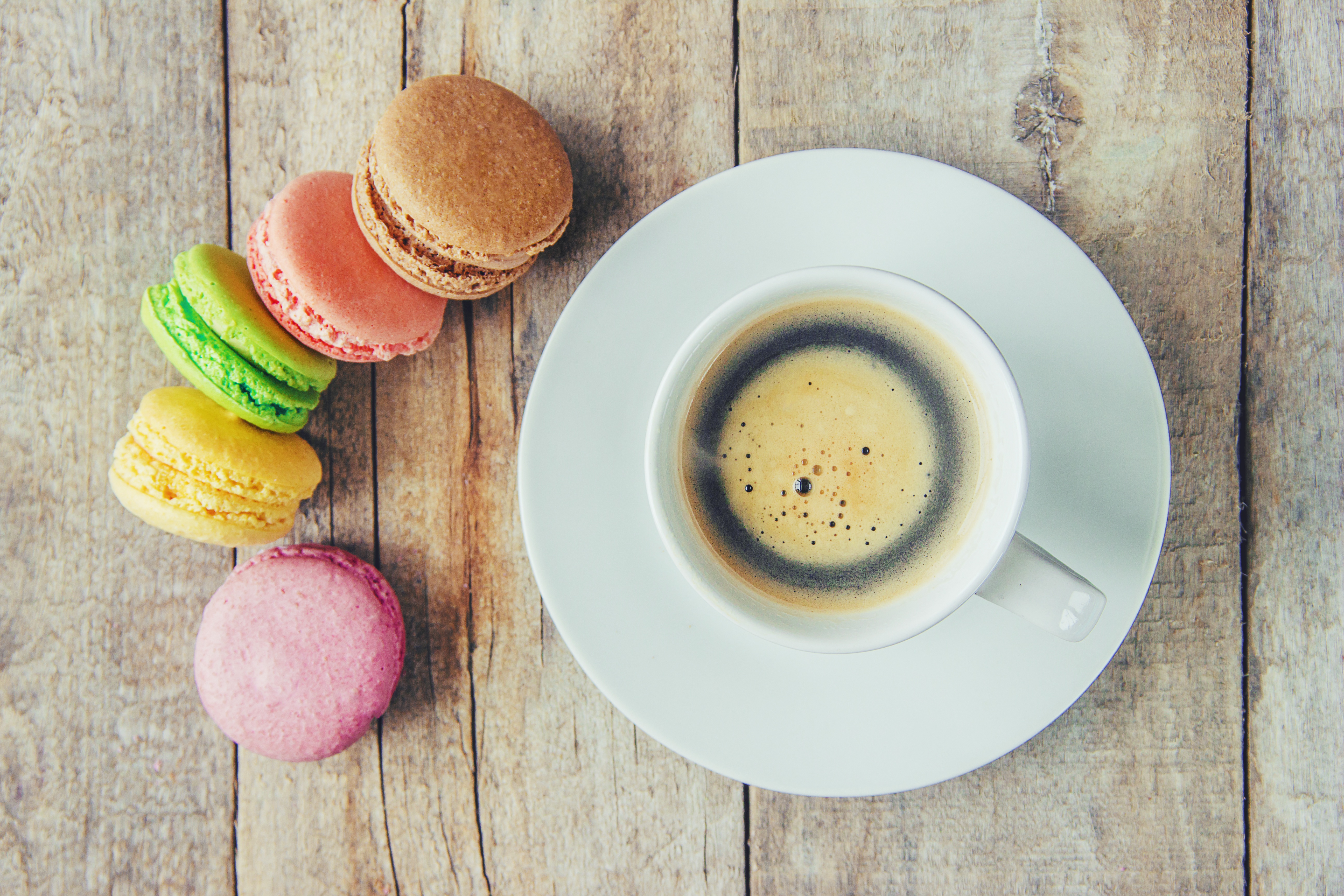 food, coffee, cup, macaron, saucer, still life images