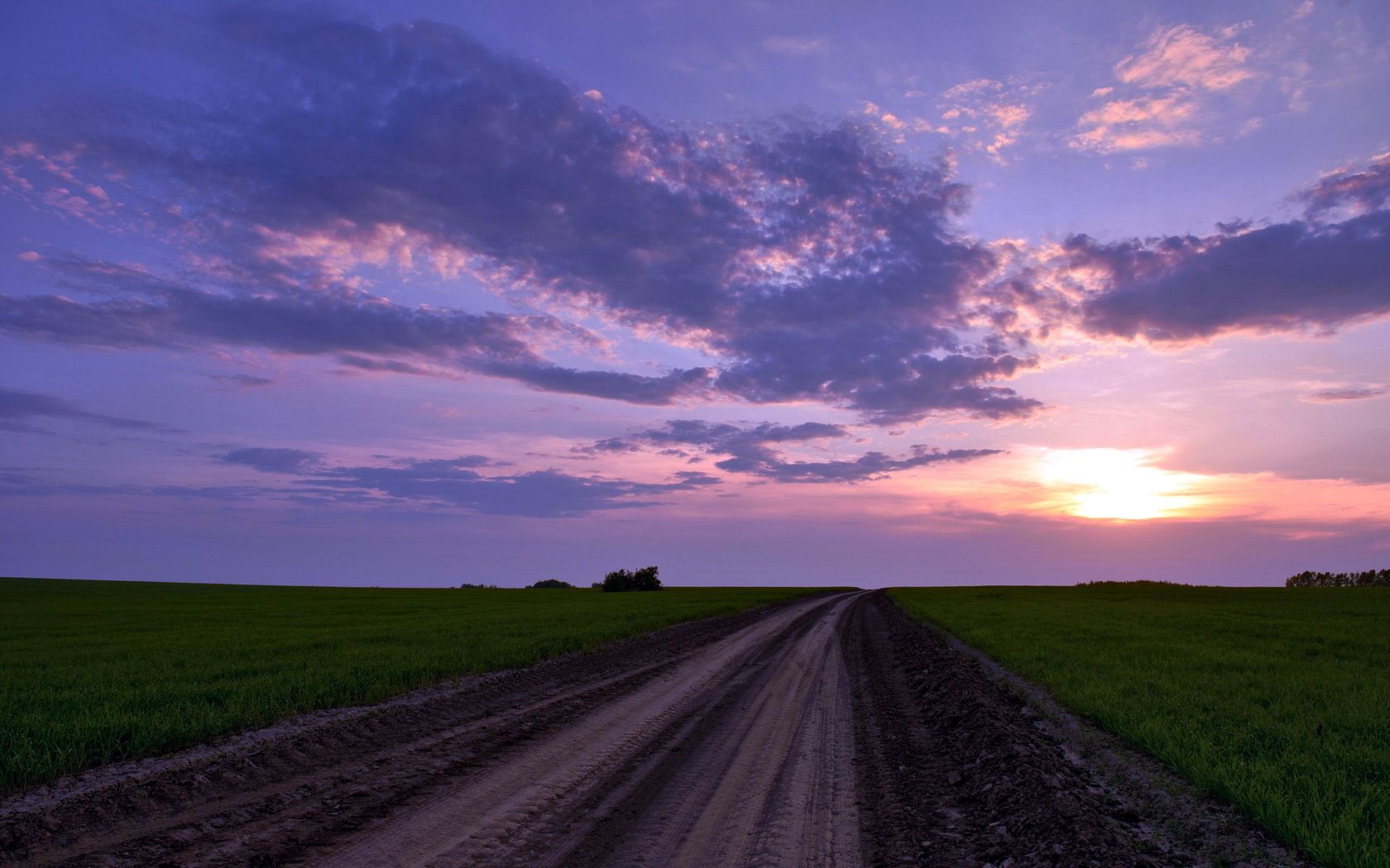 field, country, road, clouds, nature, horizon, evening, countryside 4K Ultra