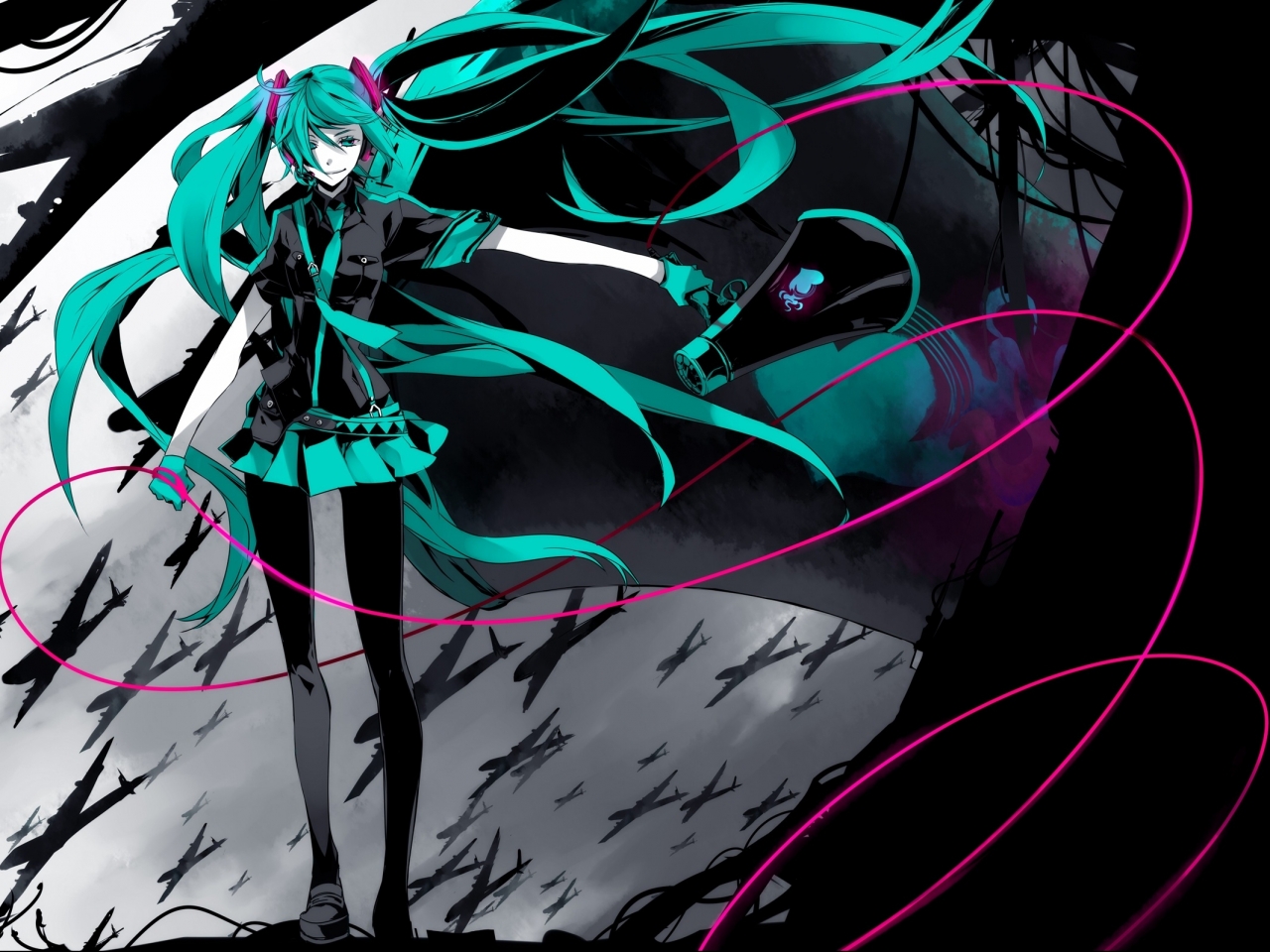 android anime, vocaloid, hatsune miku, love is war (vocaloid), song illustration