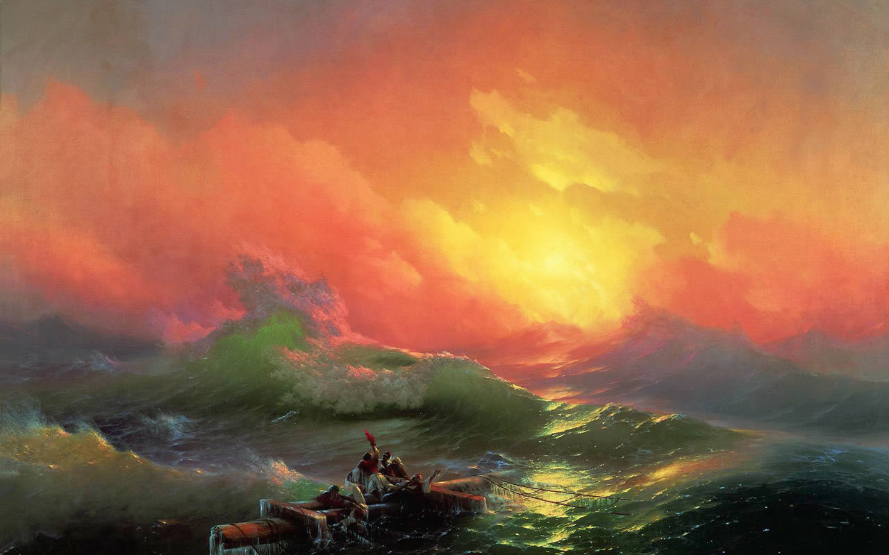 Download mobile wallpaper Landscape, Sunset, Waves, Sea, People for free.