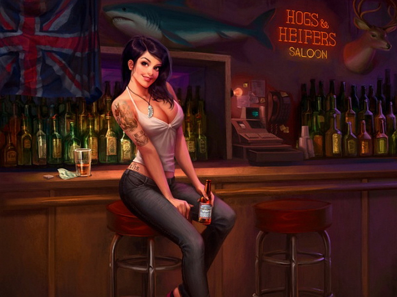 Девушка в баре арт