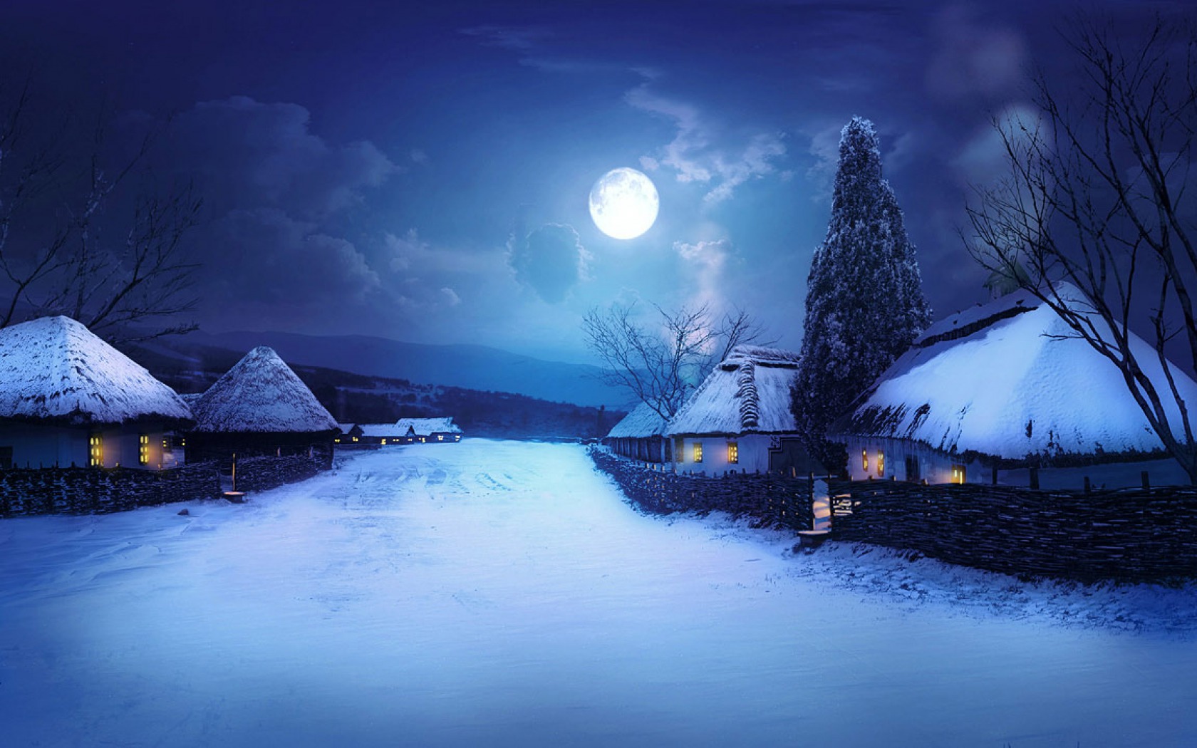 Зима в деревне арт