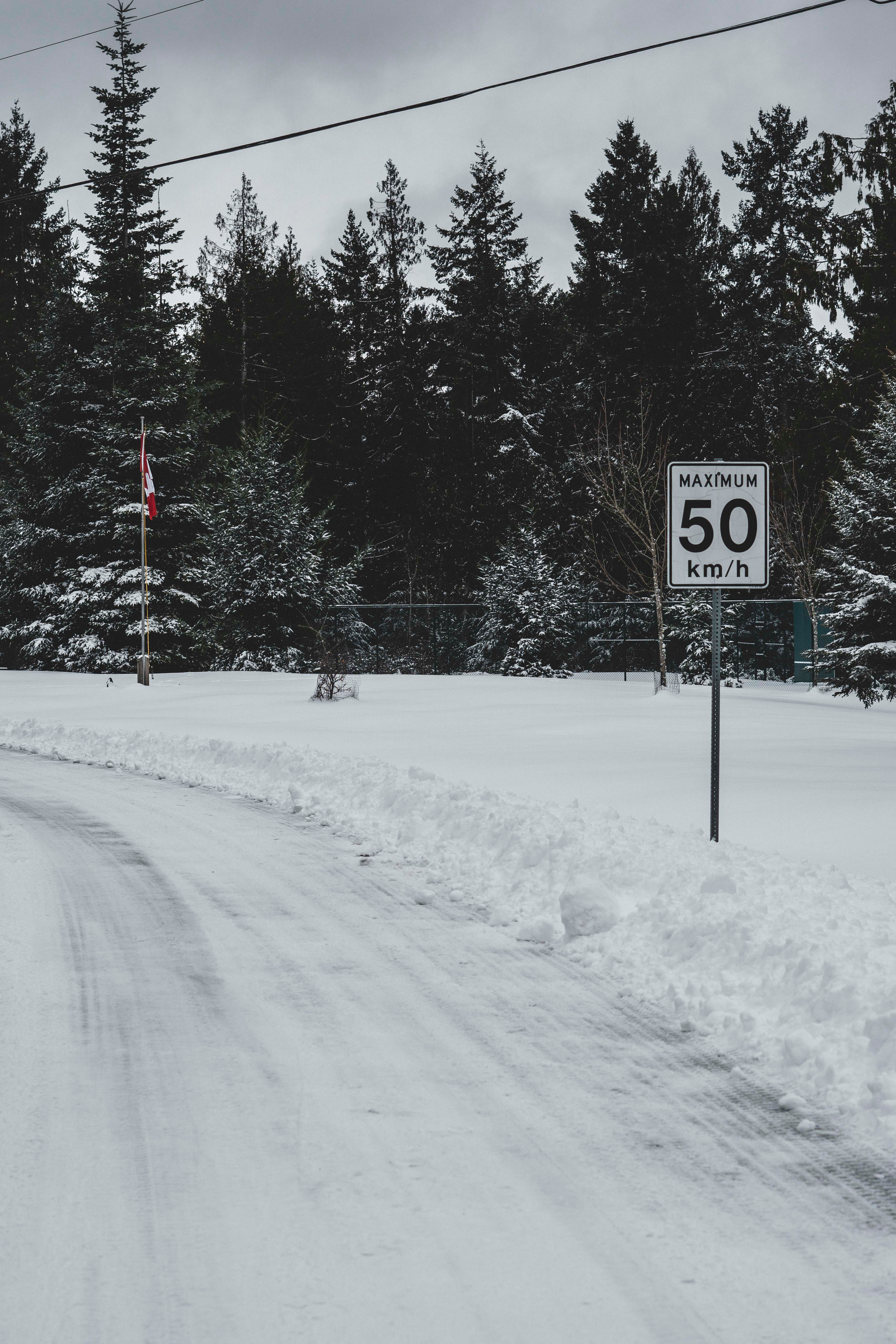 Download mobile wallpaper Sign, Limitation, Restriction, Winter, Speed, Road, Words for free.