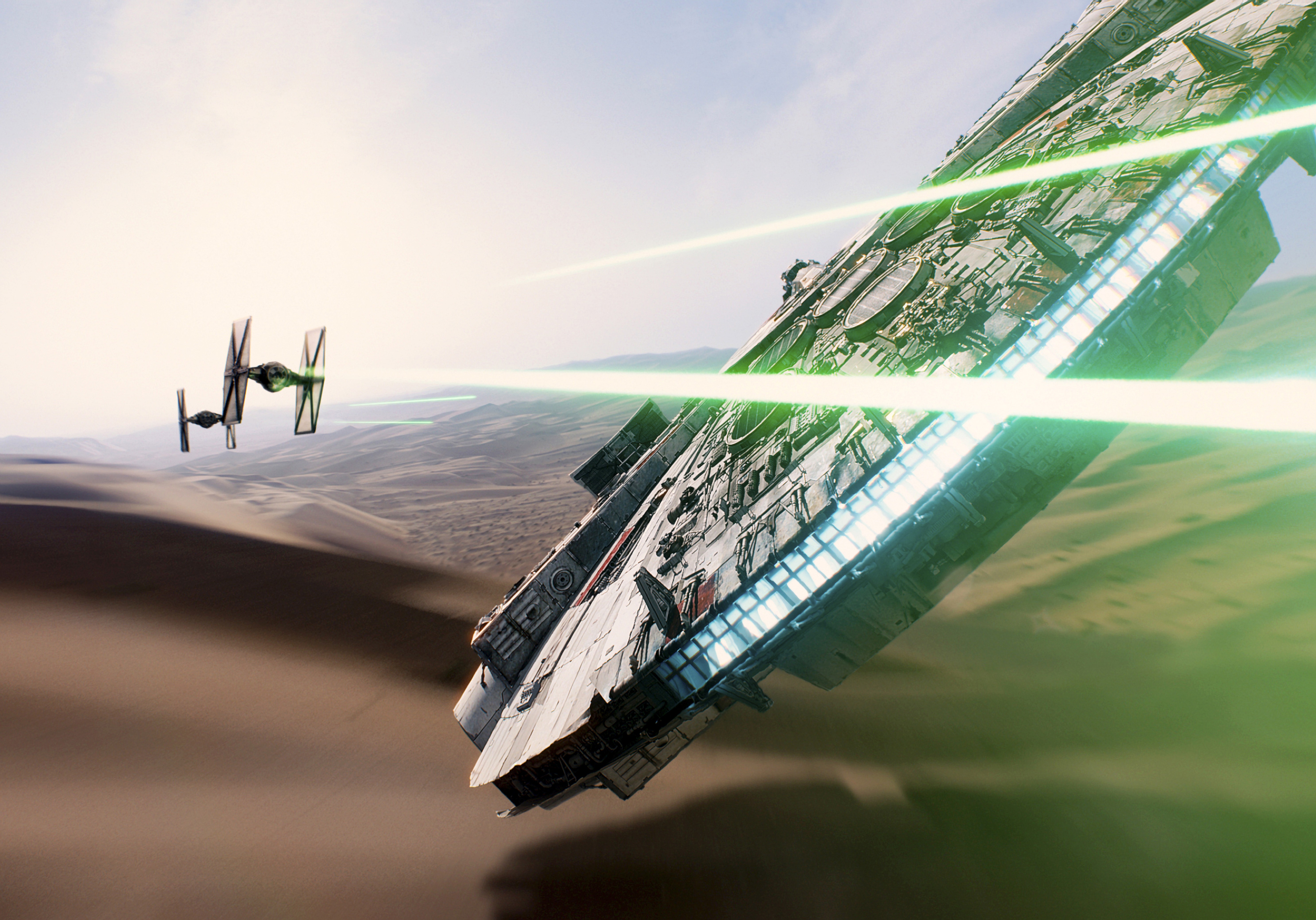 star wars, millennium falcon, star wars episode vii: the force awakens, movie, tie fighter Full HD