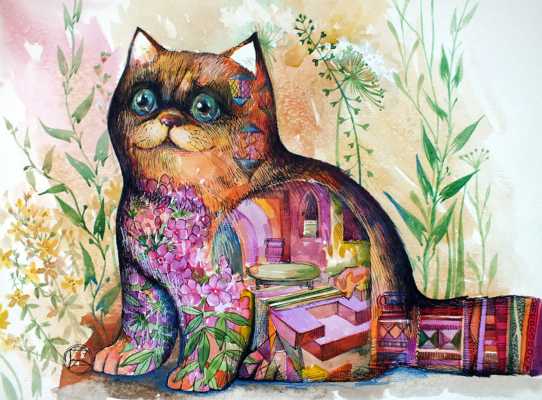 Сказка дом кота. Кошка художница. Сказочные кошки живопись. Фантазийные коты. Сказочный кот.