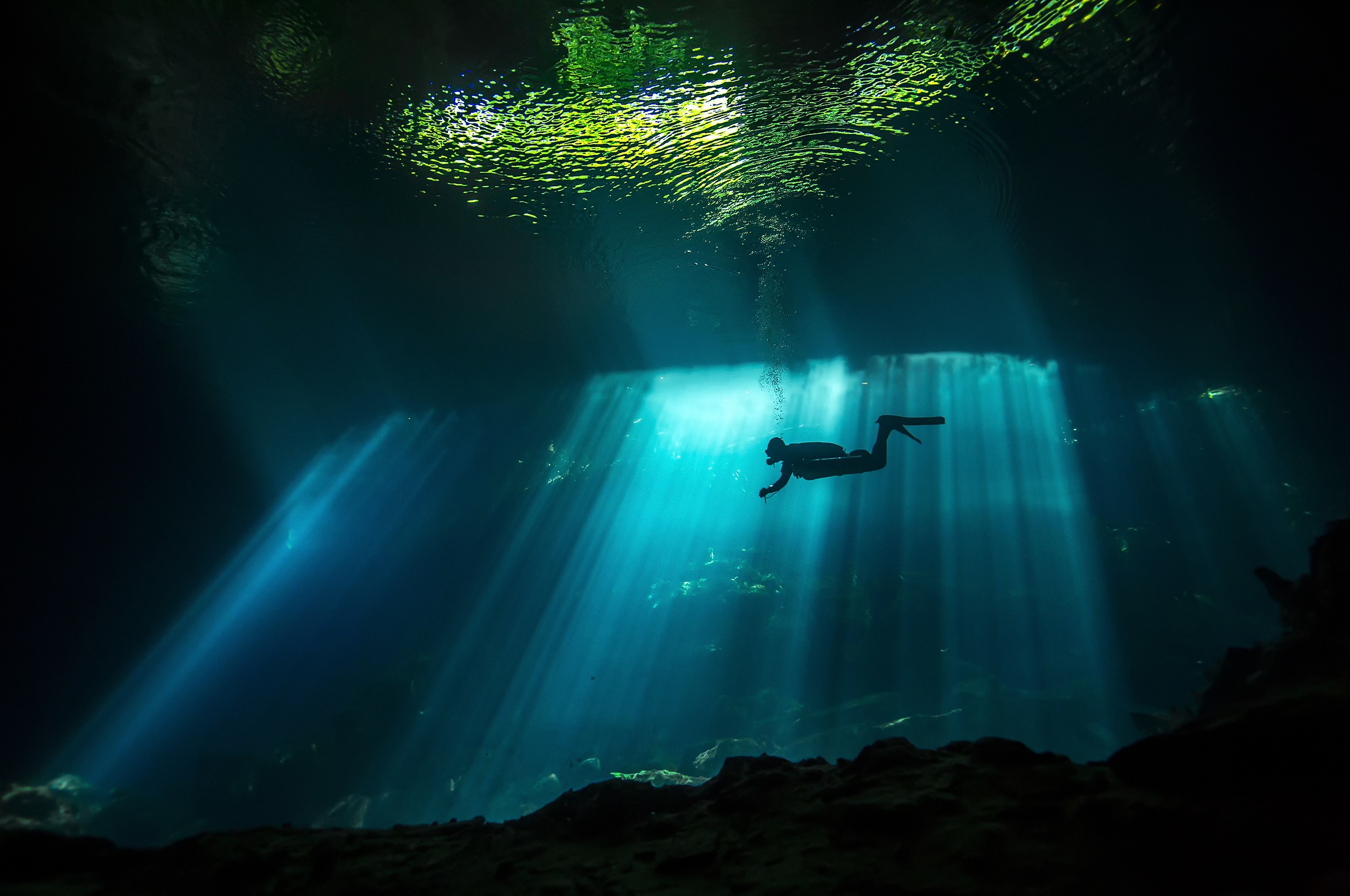 scuba diving, diver, sports, sunbeam, underwater download HD wallpaper