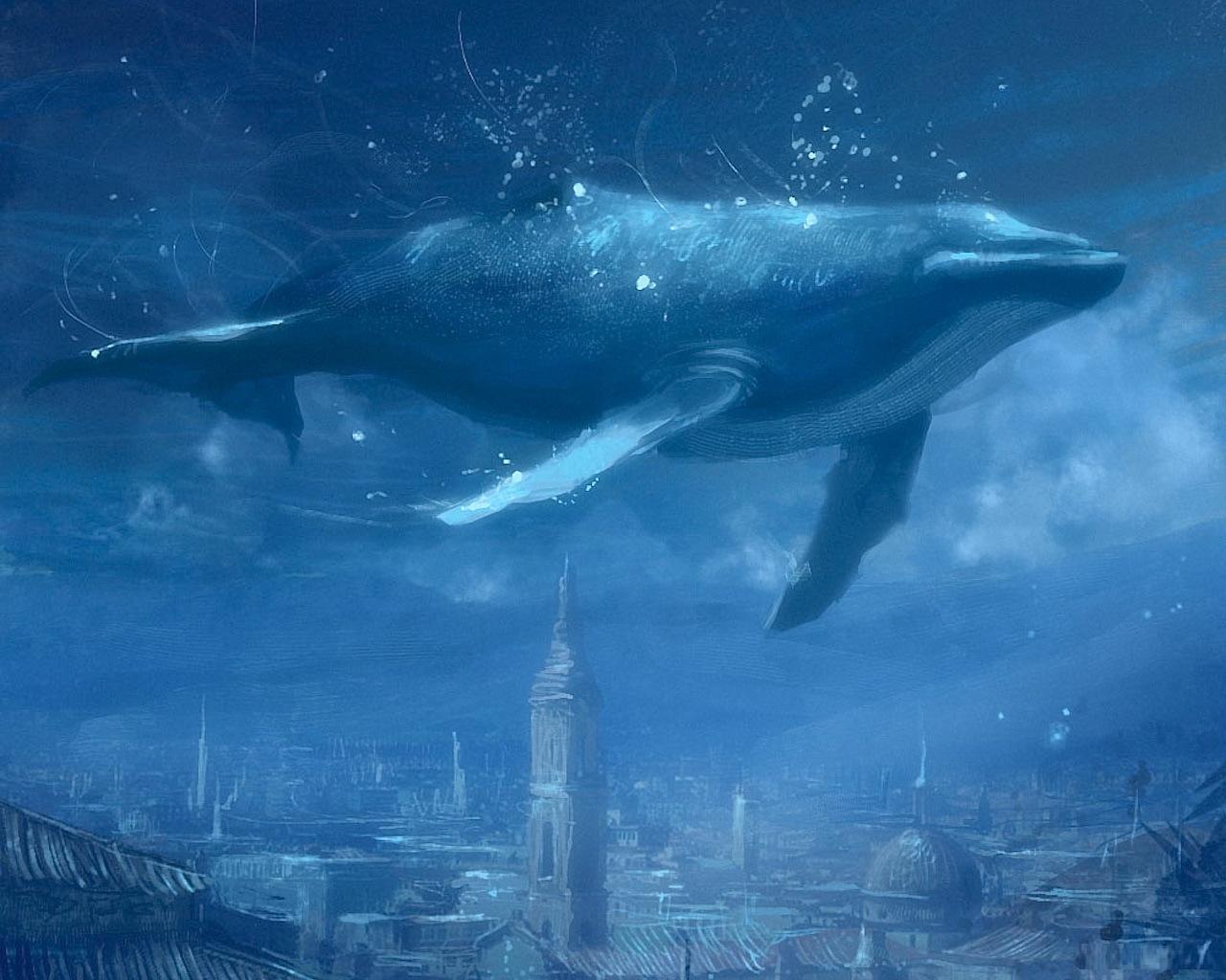 fantasy, whale Desktop Wallpaper