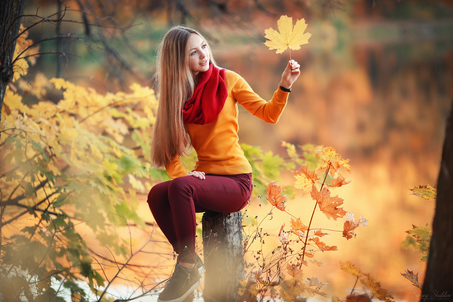 фотографии девушек на природе осень