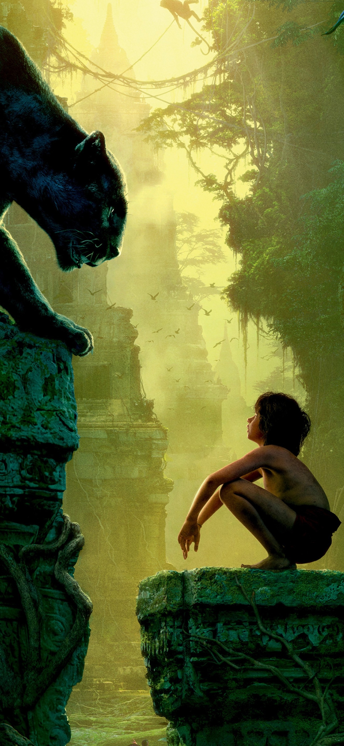 mowgli, bagheera, movie, the jungle book (2016), the jungle book