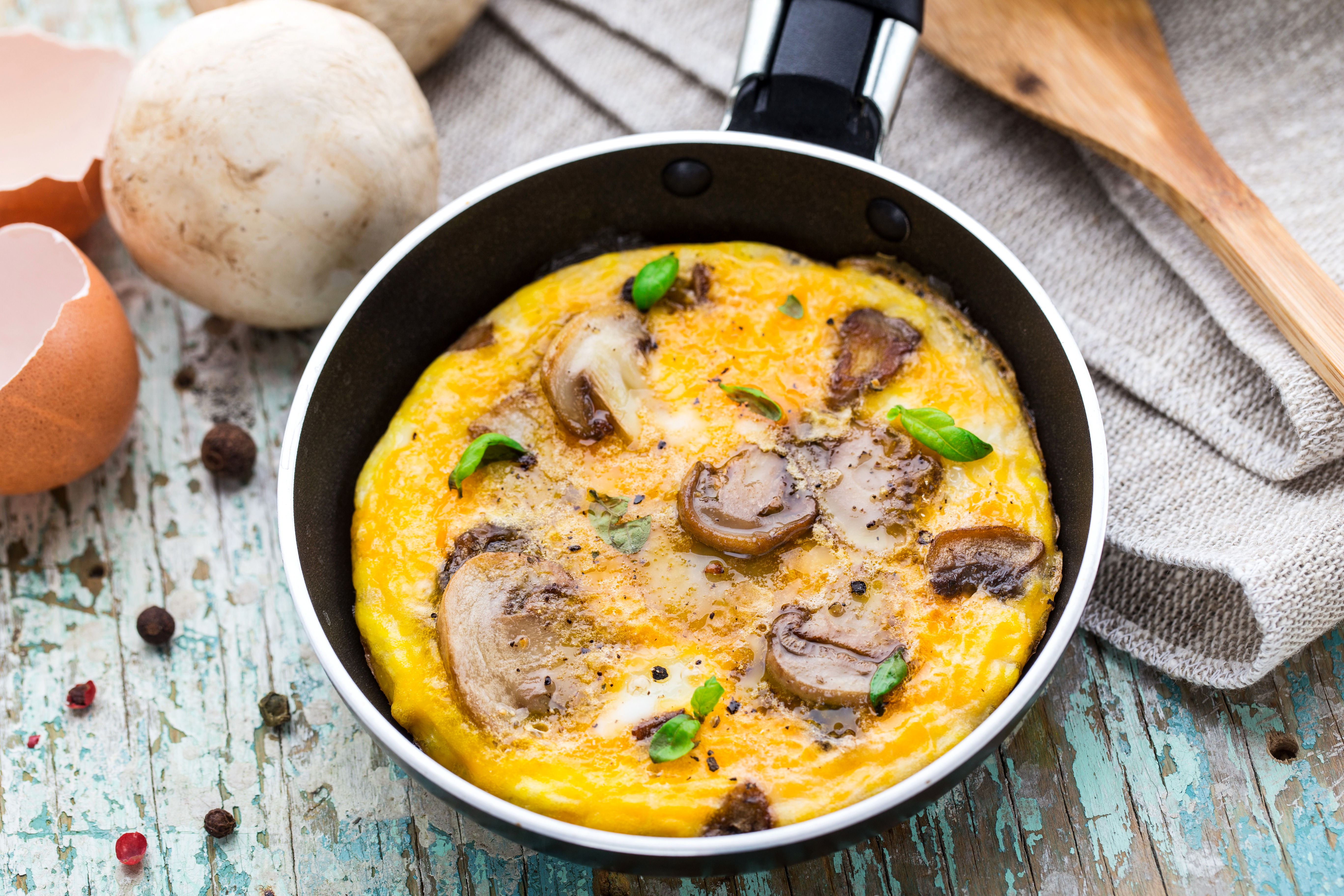 Download mobile wallpaper Food, Mushroom, Egg, Omelette for free.