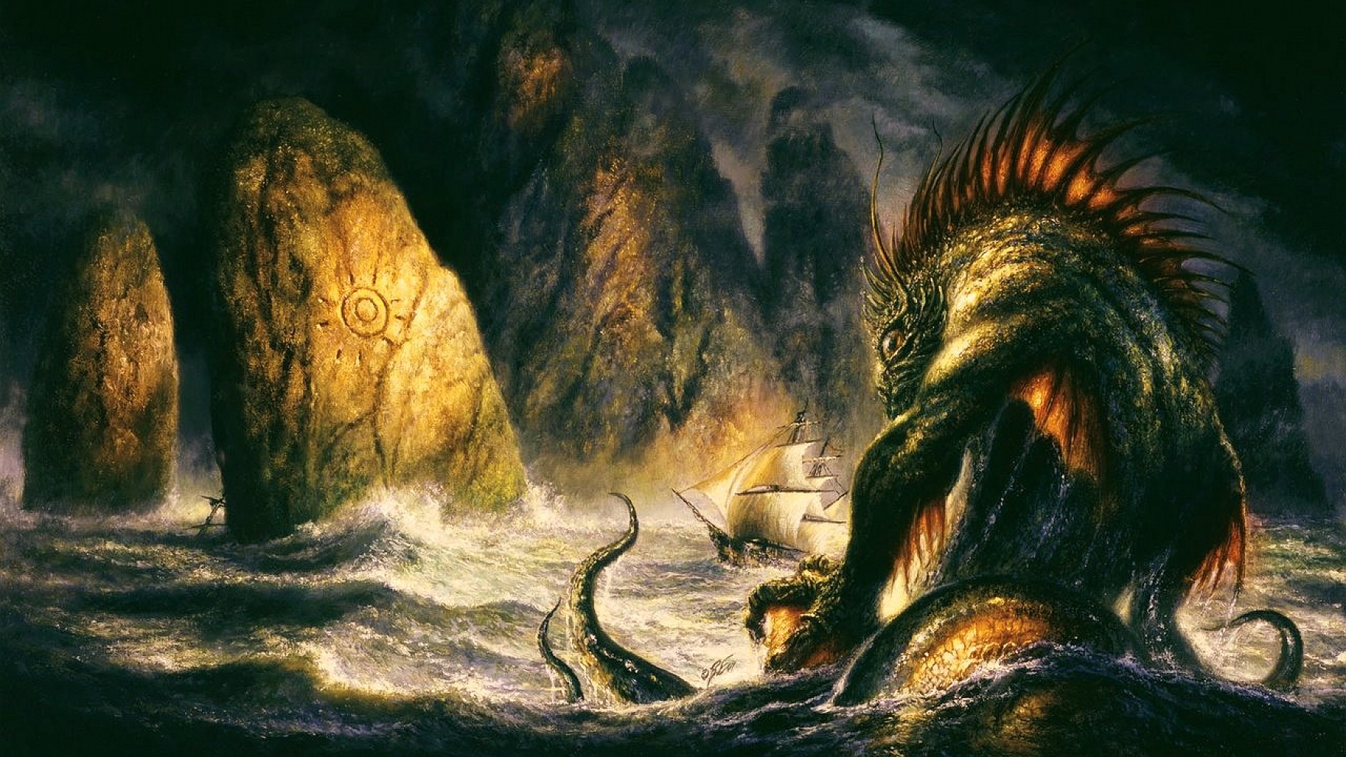 fantasy, sea monster iphone wallpaper