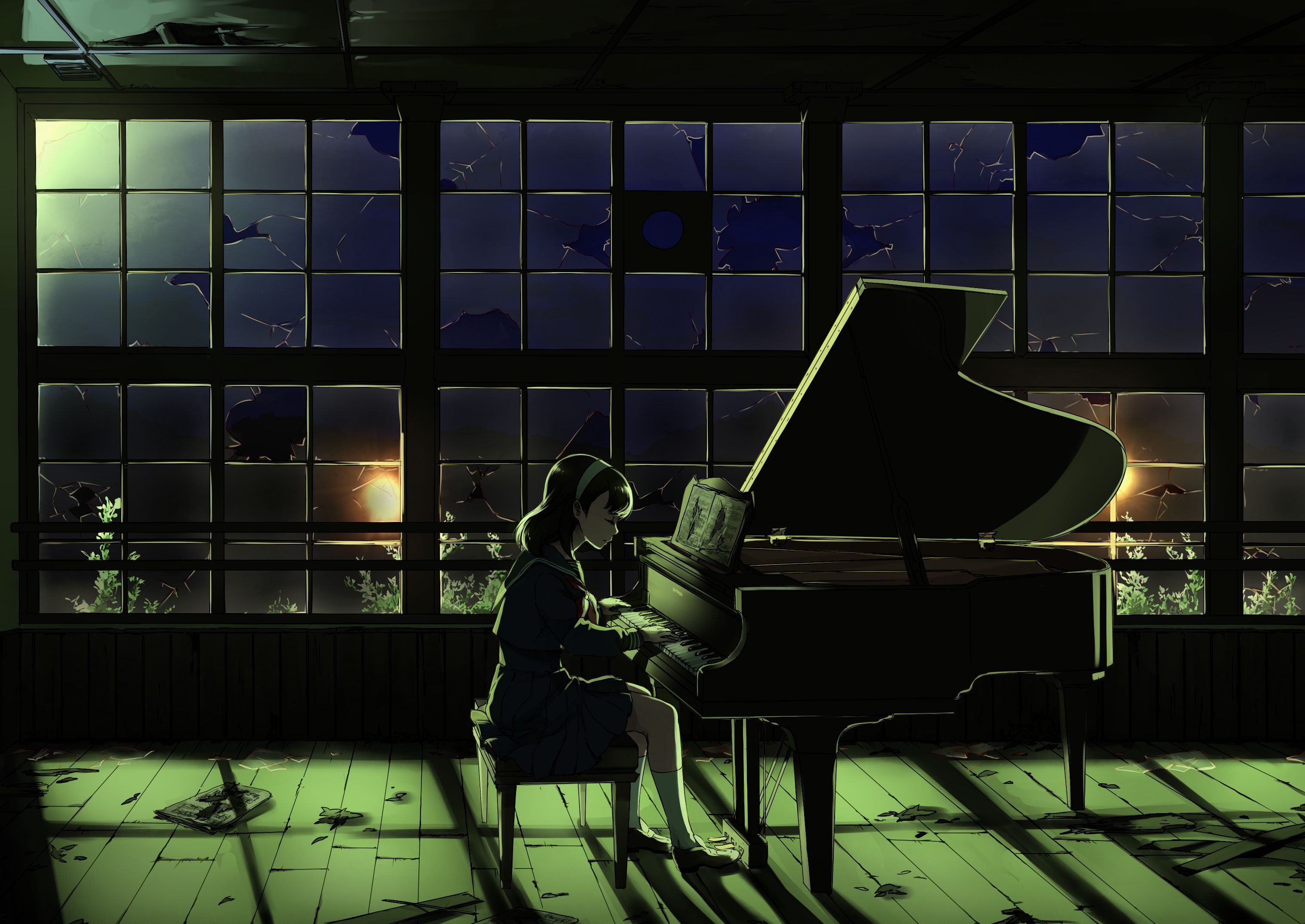 anime portrait of regina spektor playing piano | Stable Diffusion