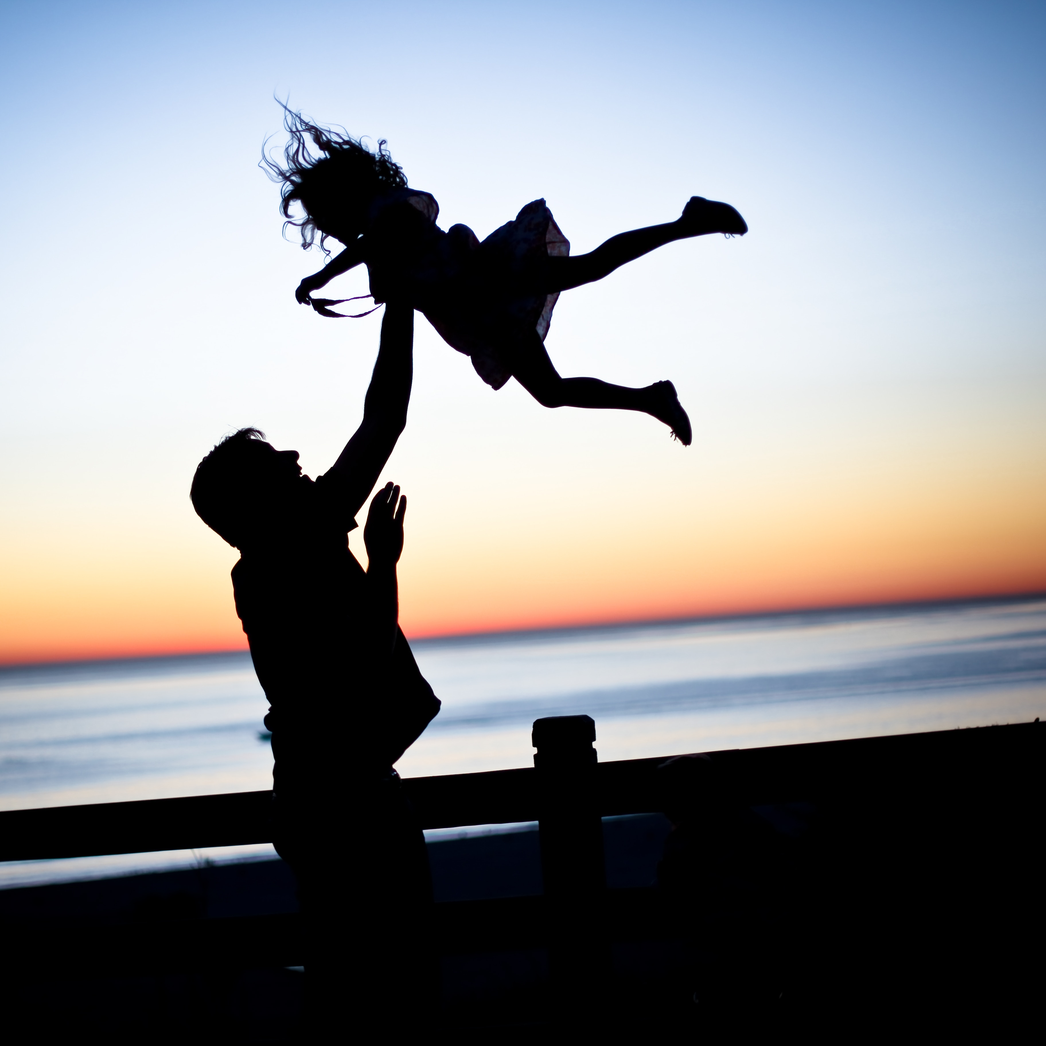 family, happiness, father, love, silhouettes, daughter