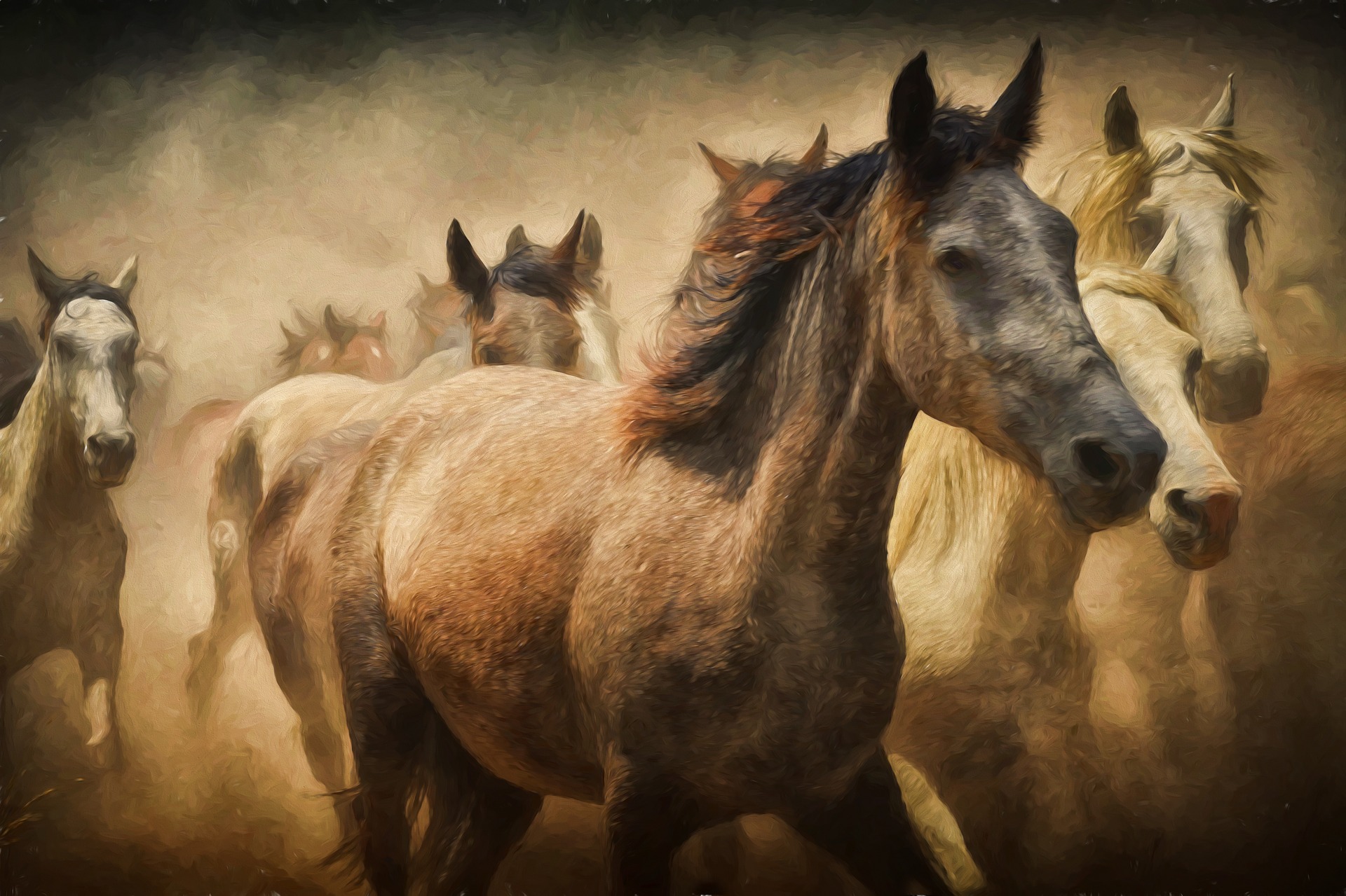 Download mobile wallpaper Animal, Painting, Horse, Running, Oil Painting for free.