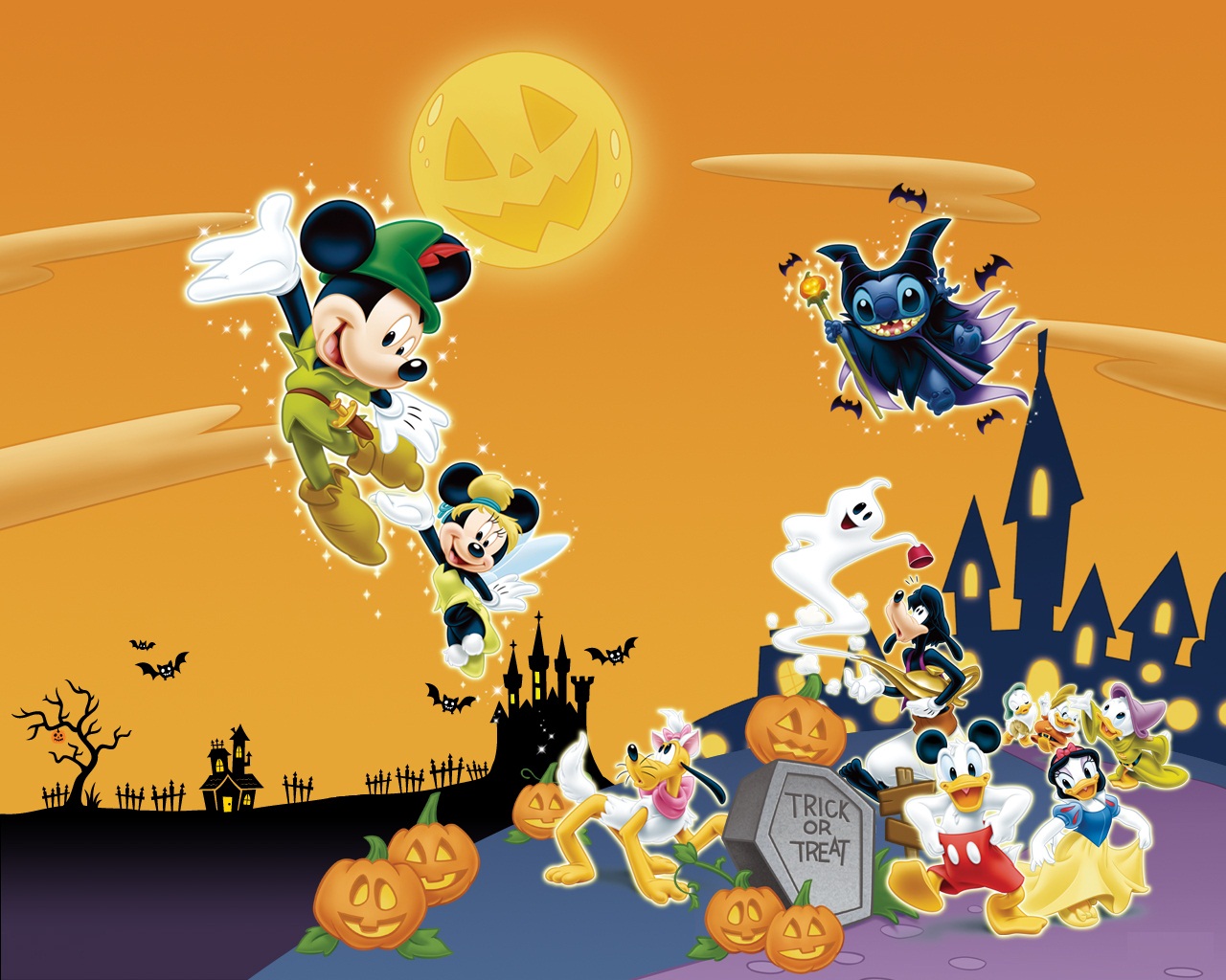 halloween, minnie mouse, movie, disney, daisy duck, dewey duck, donald duck, huey duck, louie duck, mickey mouse, pluto, stitch (lilo & stitch)