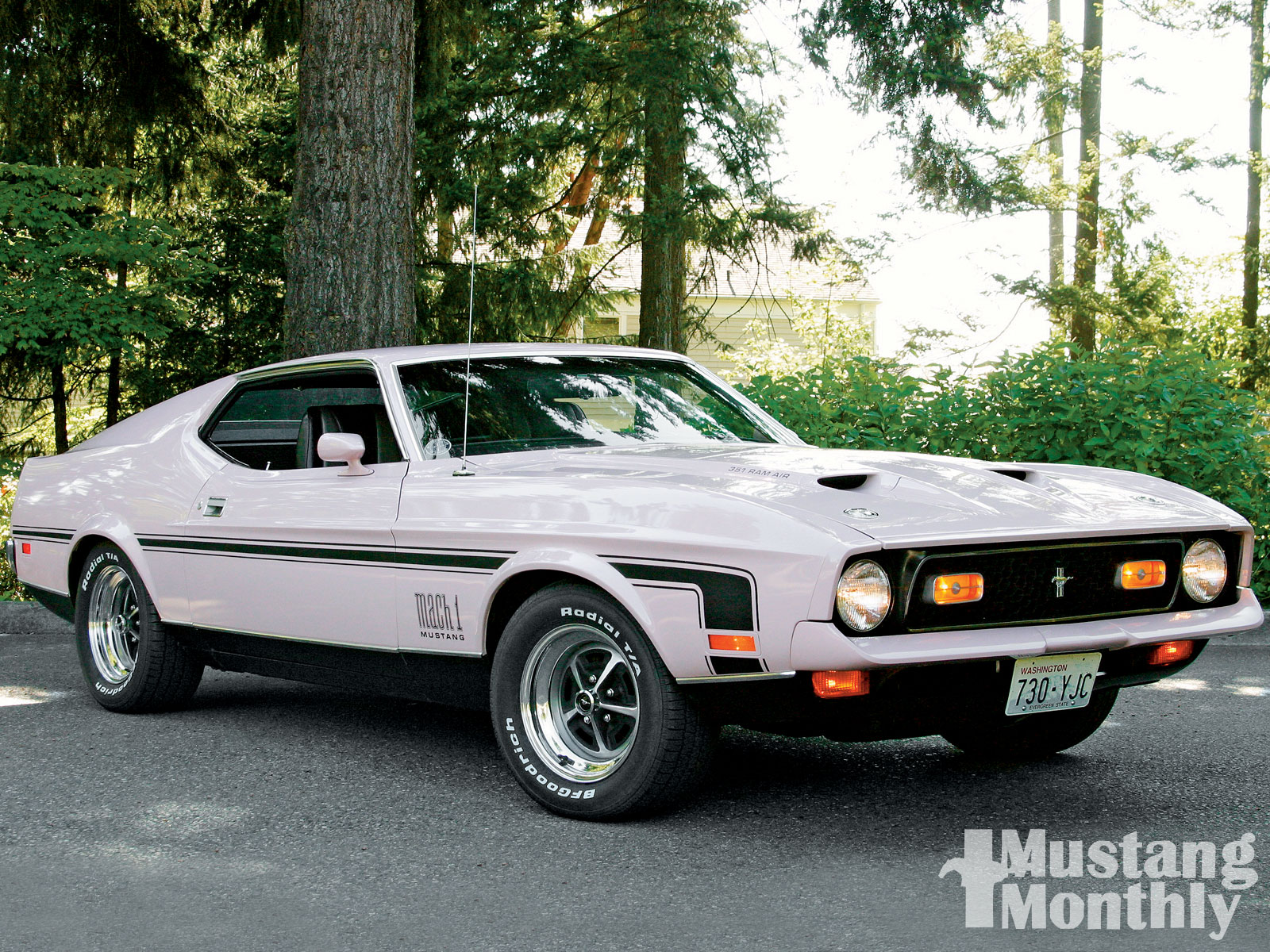 ford mustang mach 1, muscle car, vehicles, classic car, fastback, ford, white car HD wallpaper