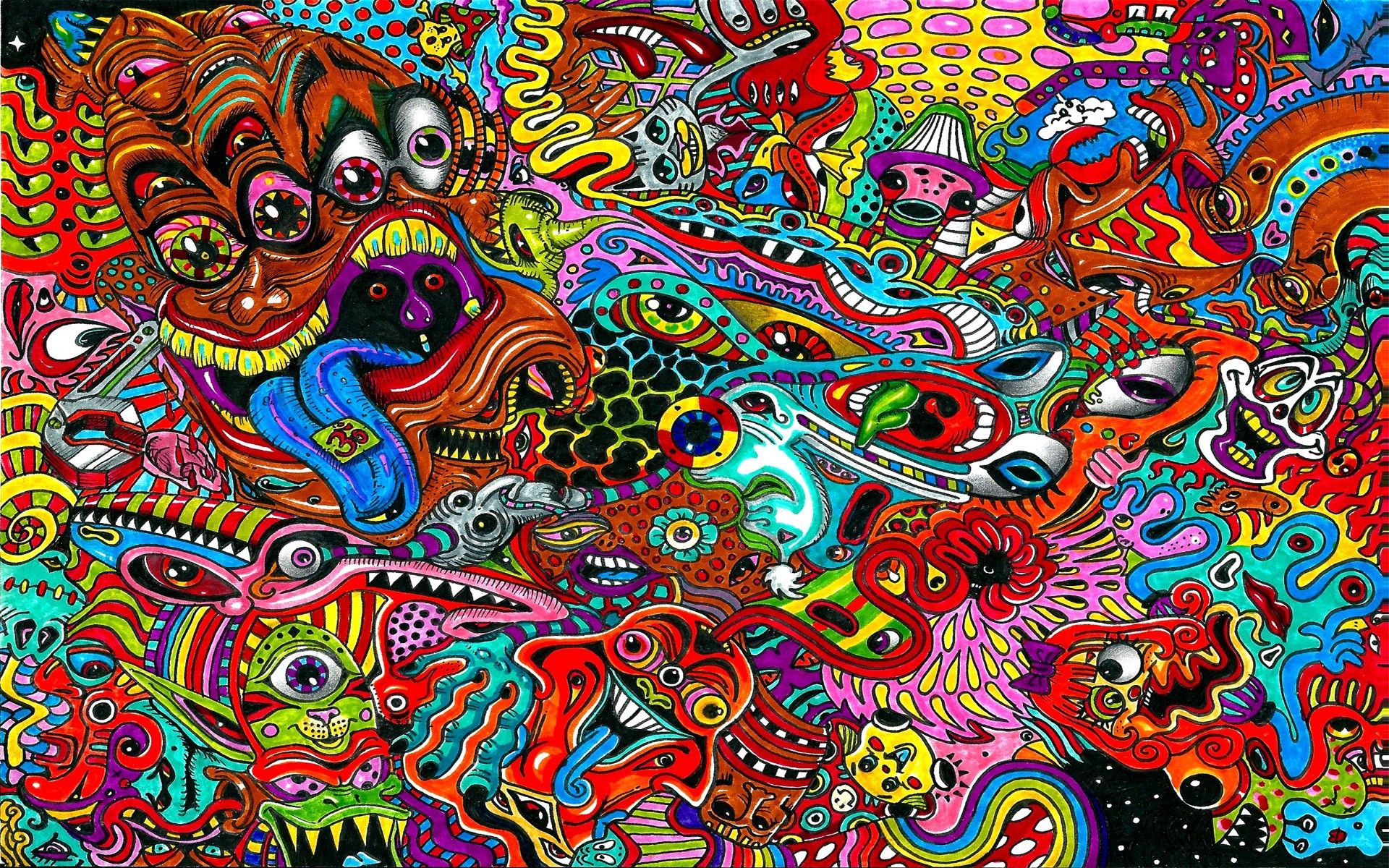 psychedelic, surrealism, vector, picture, drawing, colorful, colourful, psychedelics download HD wallpaper