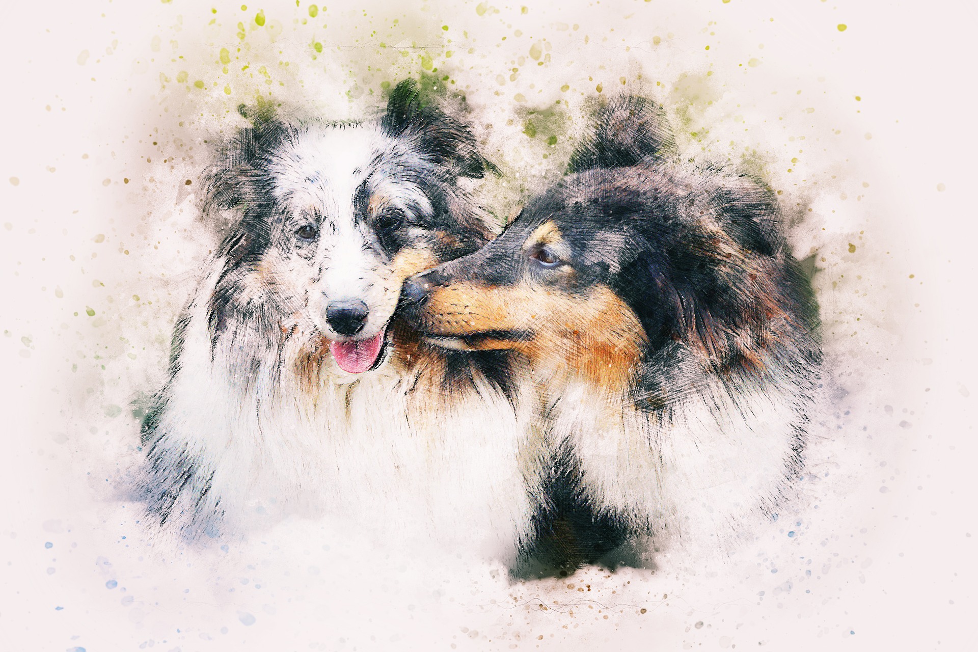 Две собаки Акварельная иллюстрация