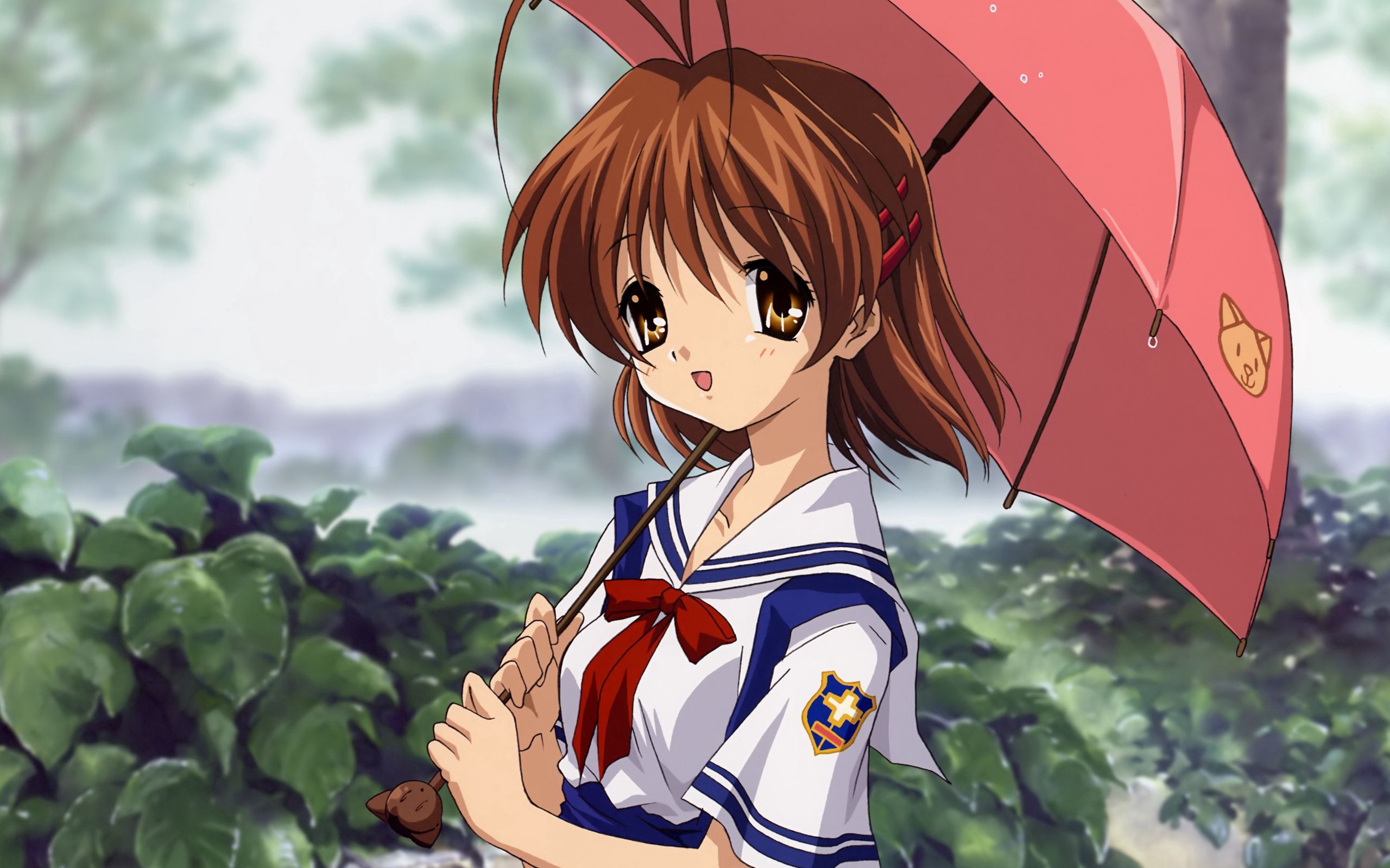 55472 скачать картинку аниме, милая, дождь, девочка, зонт - обои и заставки бесплатно