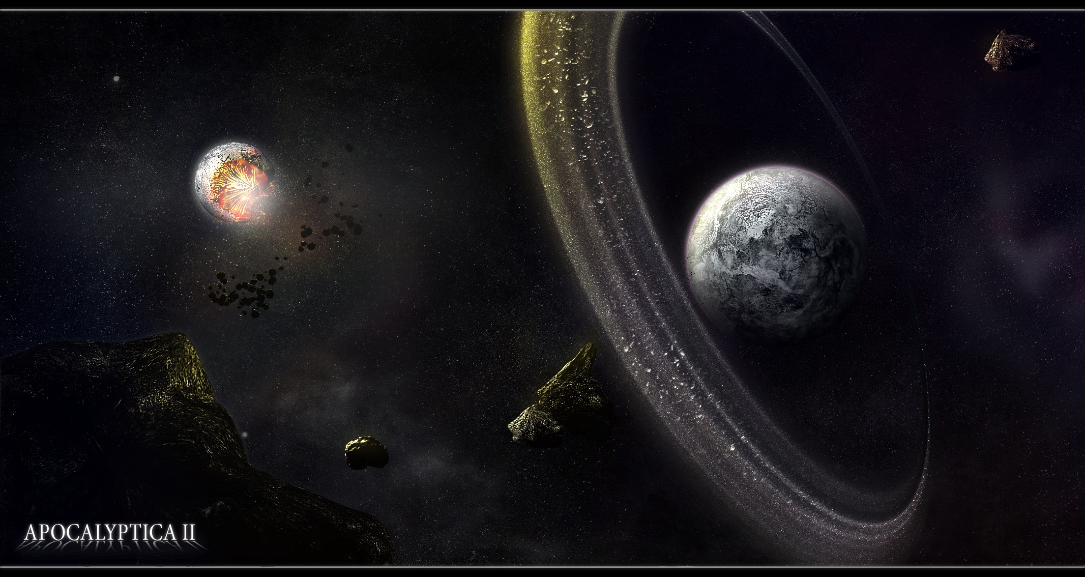 162027 Hintergrundbild herunterladen science fiction, planetenring, asteroid, planet, weltraum - Bildschirmschoner und Bilder kostenlos