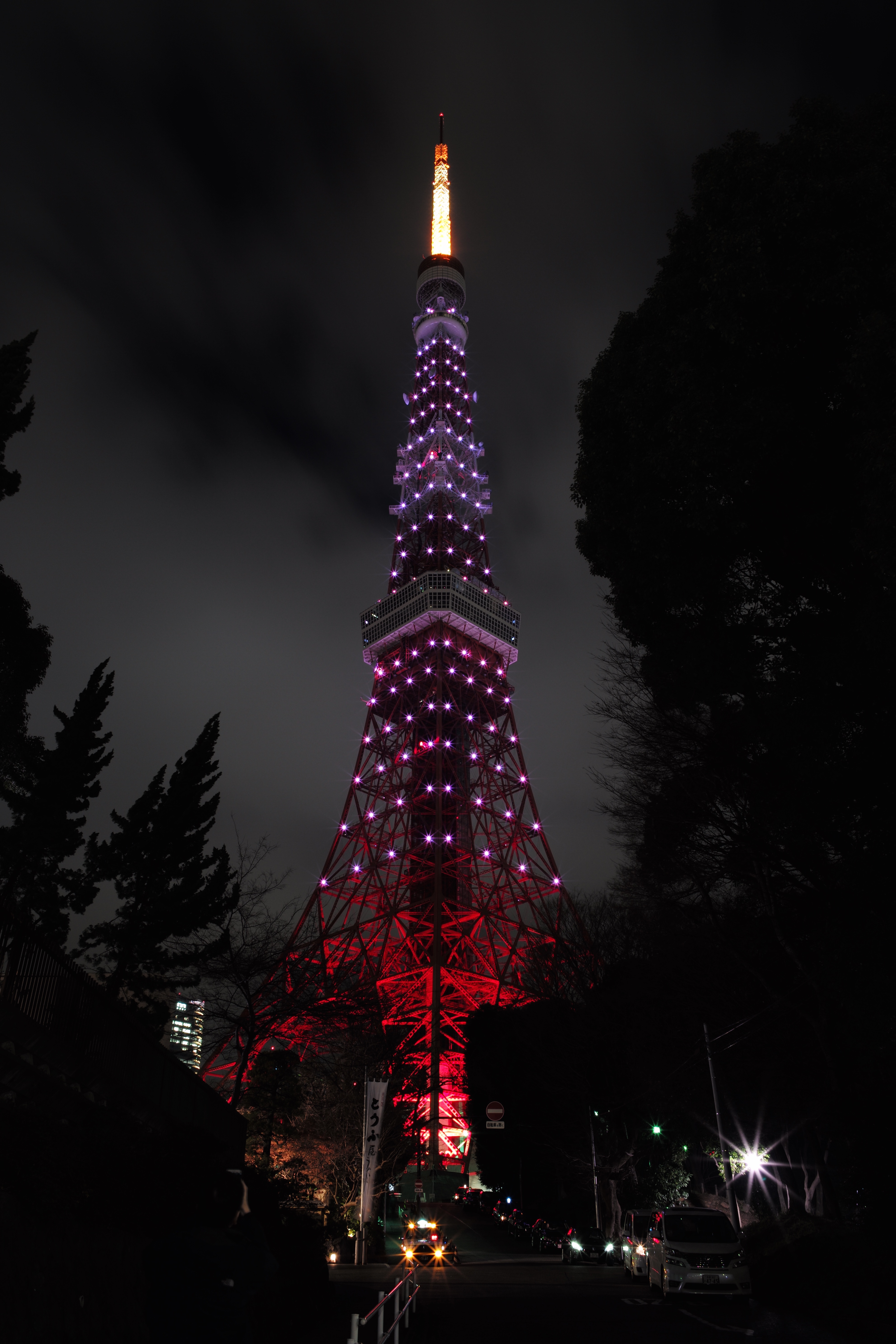 illumination, backlight, light, dark, japan, tokyo, tower, night city, shine