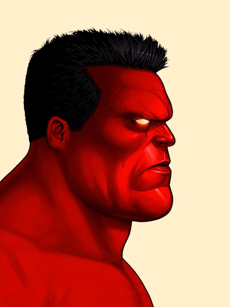 Your head red. Красный Халк. Майк Митчелл портреты Марвел. Red Hulk Marvel. Красный герой комиксов.