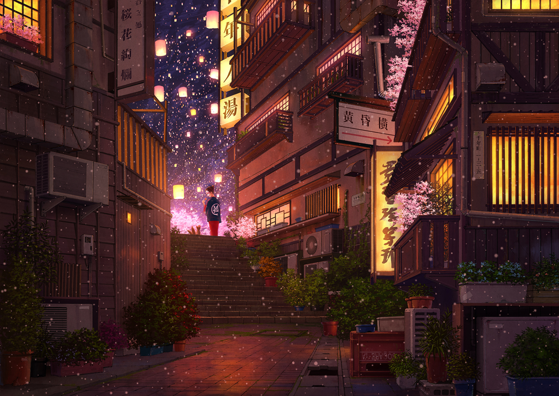 Вечерняя улица аниме