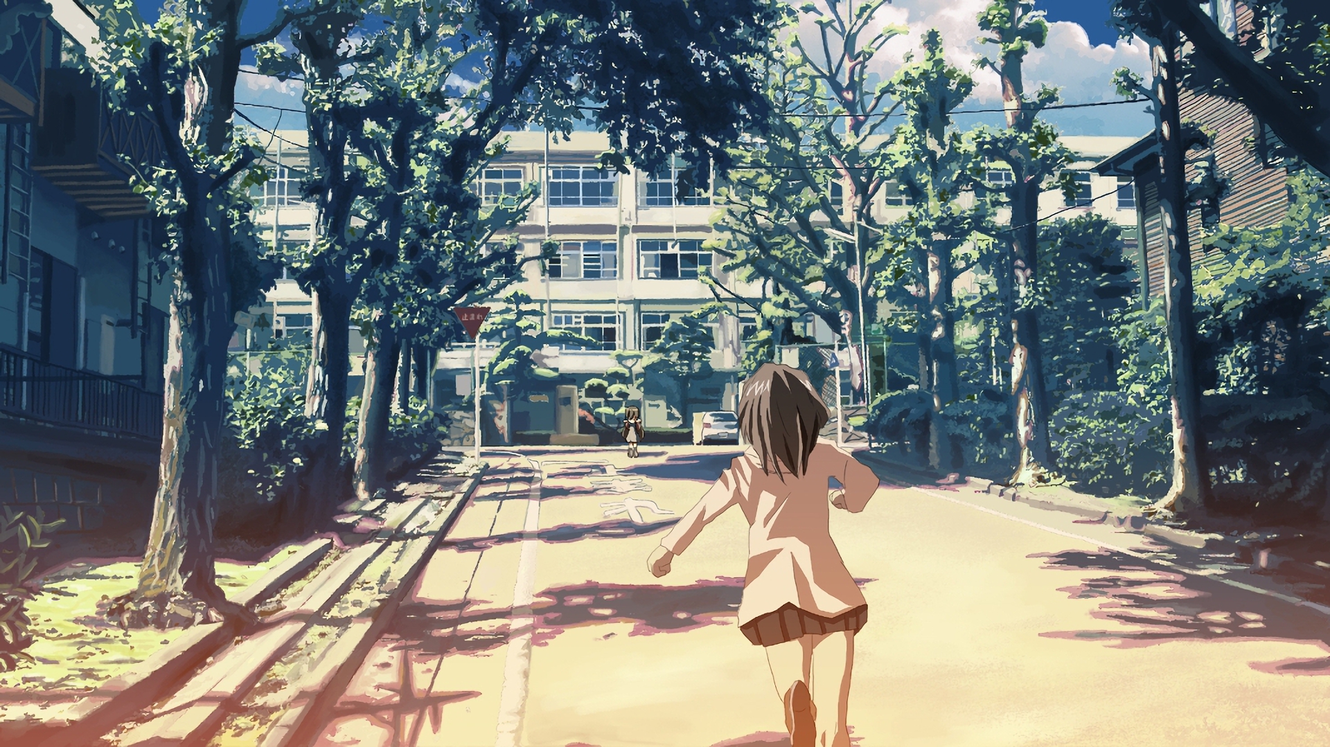 Девушка бежит по улице арт