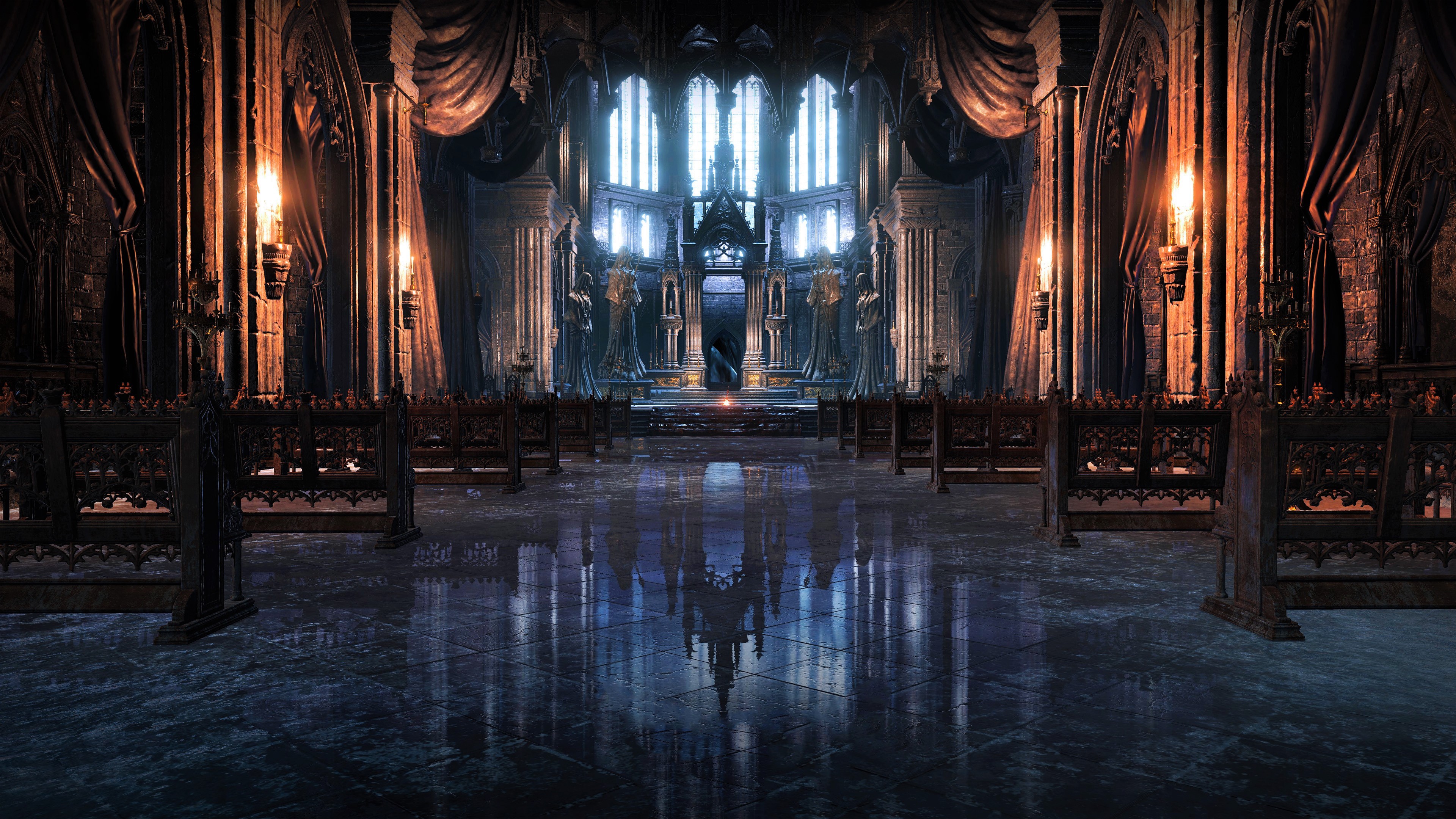 dark souls iii, dark souls, video game, altar, cathedral, flame, gothic