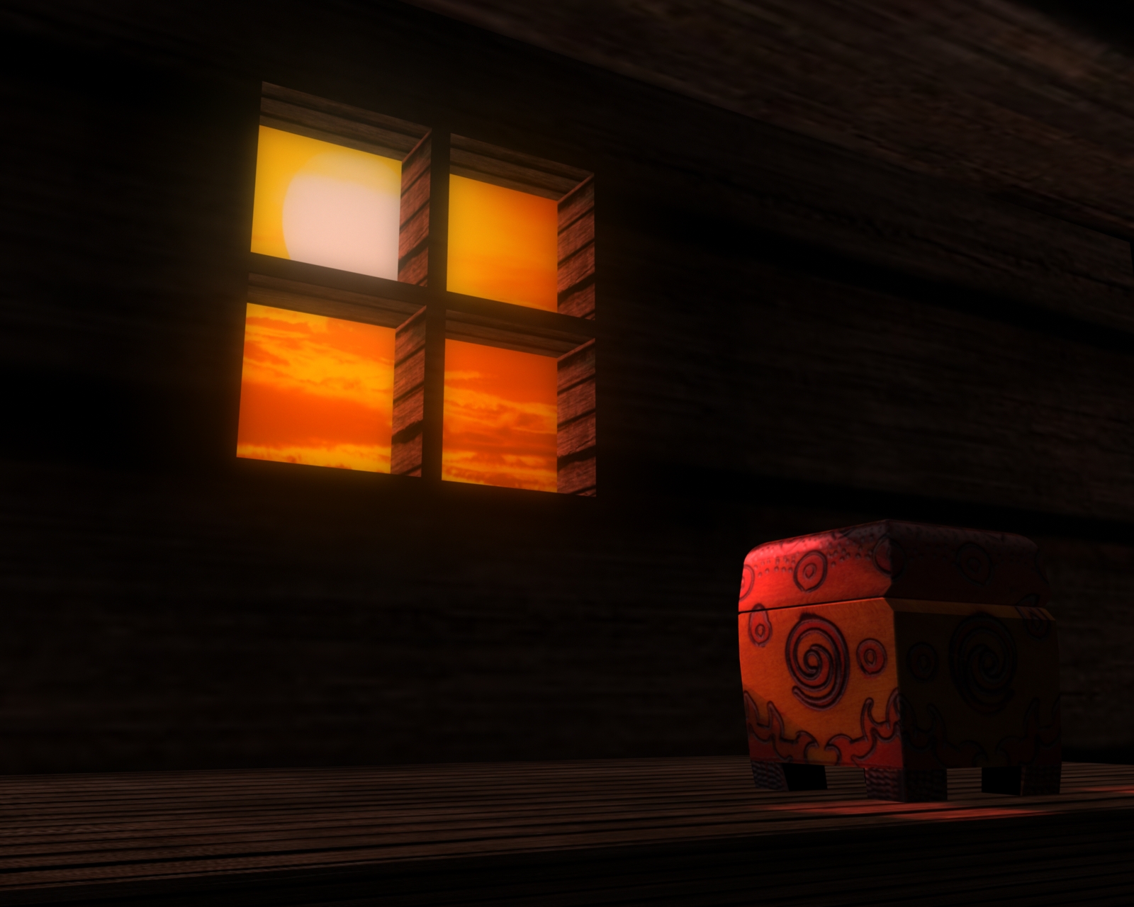 wood, artistic, box, colors, sunset