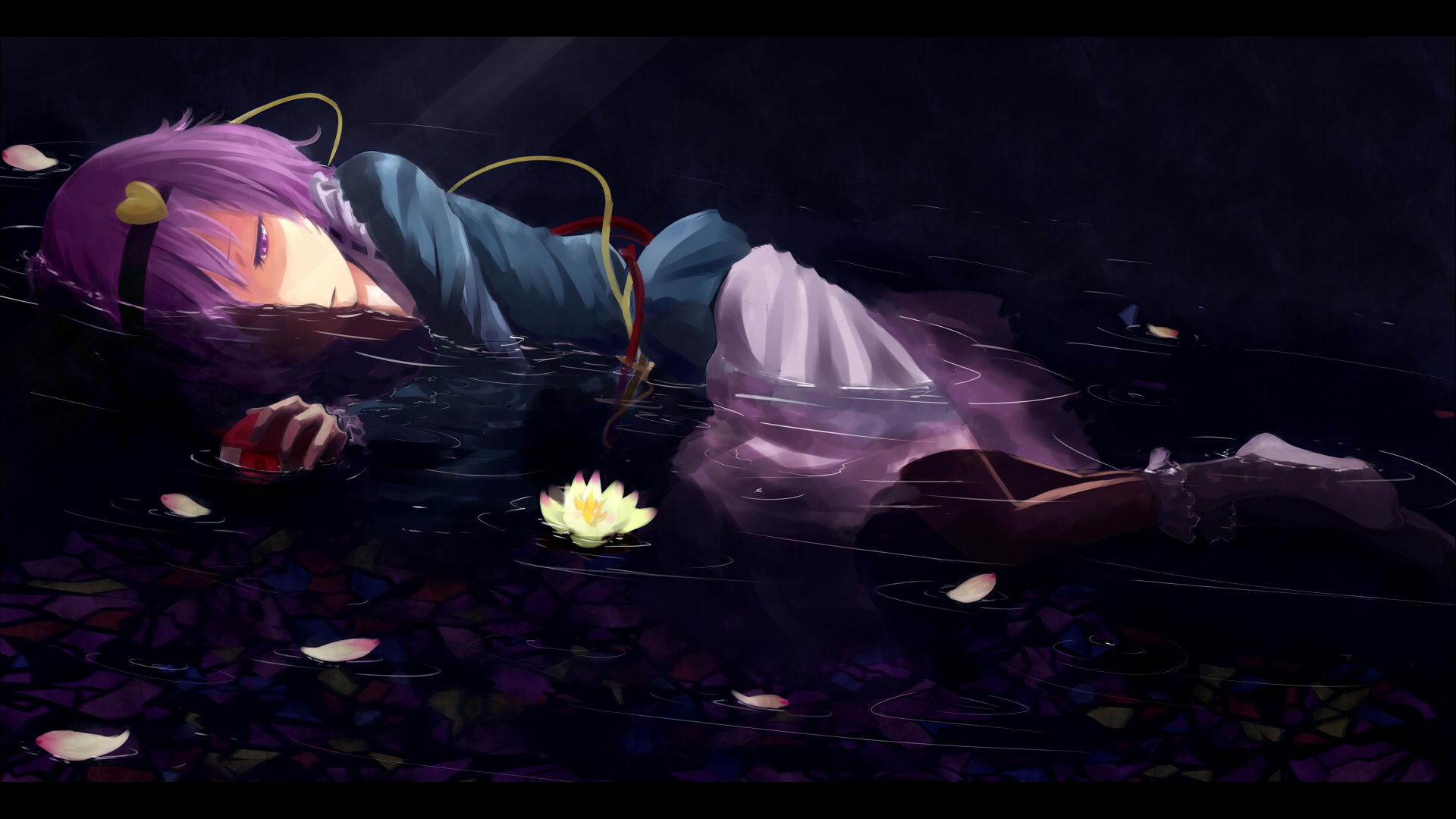 touhou, water, anime, purple hair, satori komeiji phone background