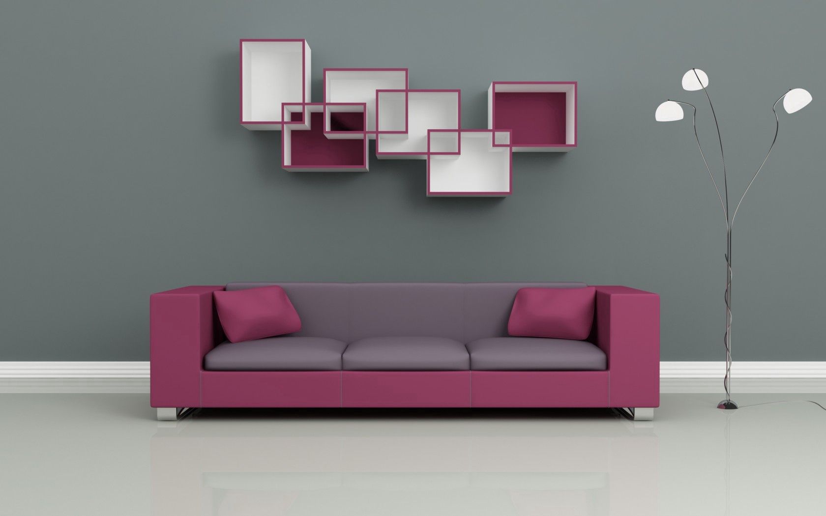 sofa, miscellanea, miscellaneous, lamp, shelves High Definition image