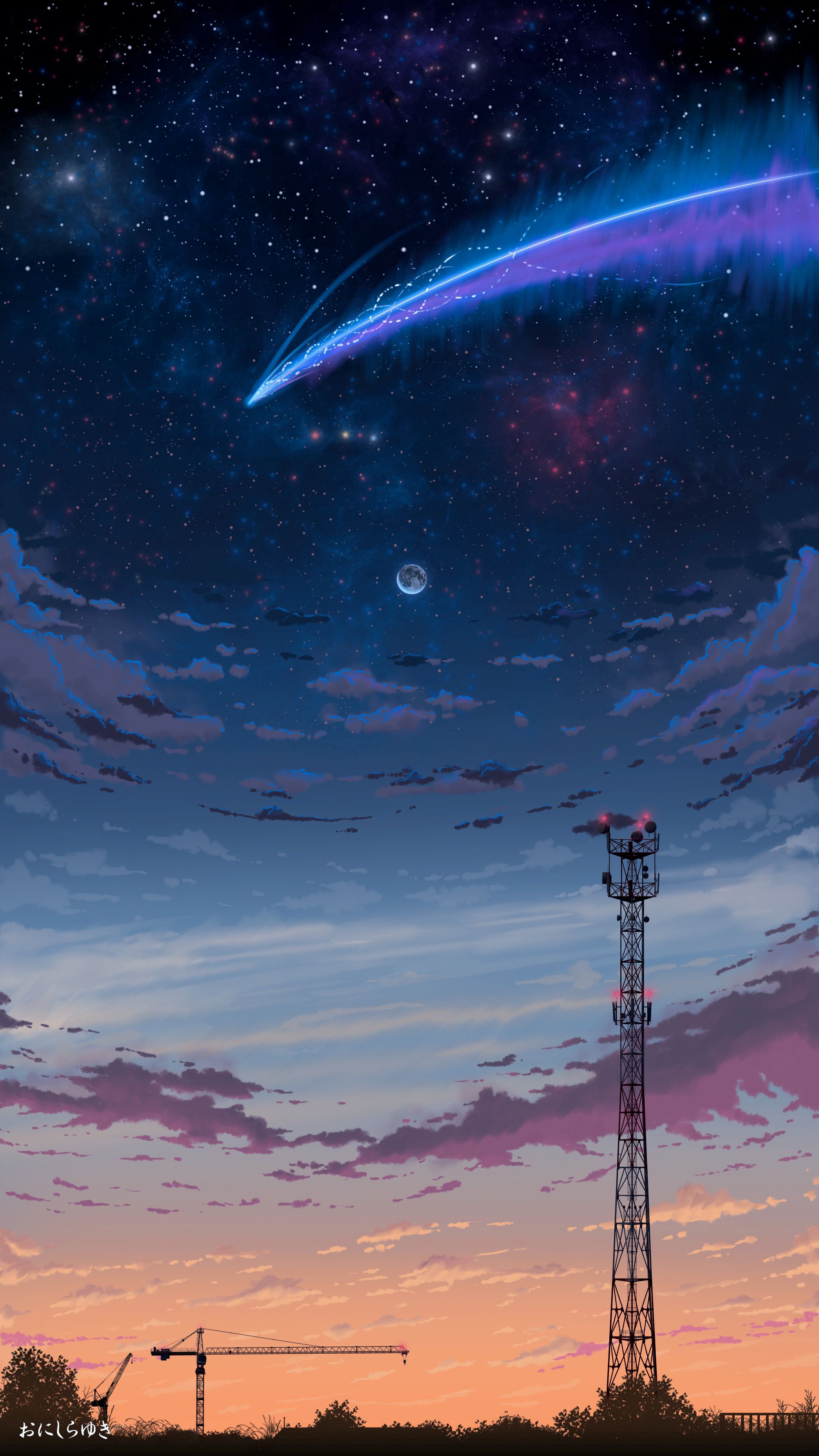dark, art, comet, sky, night phone wallpaper