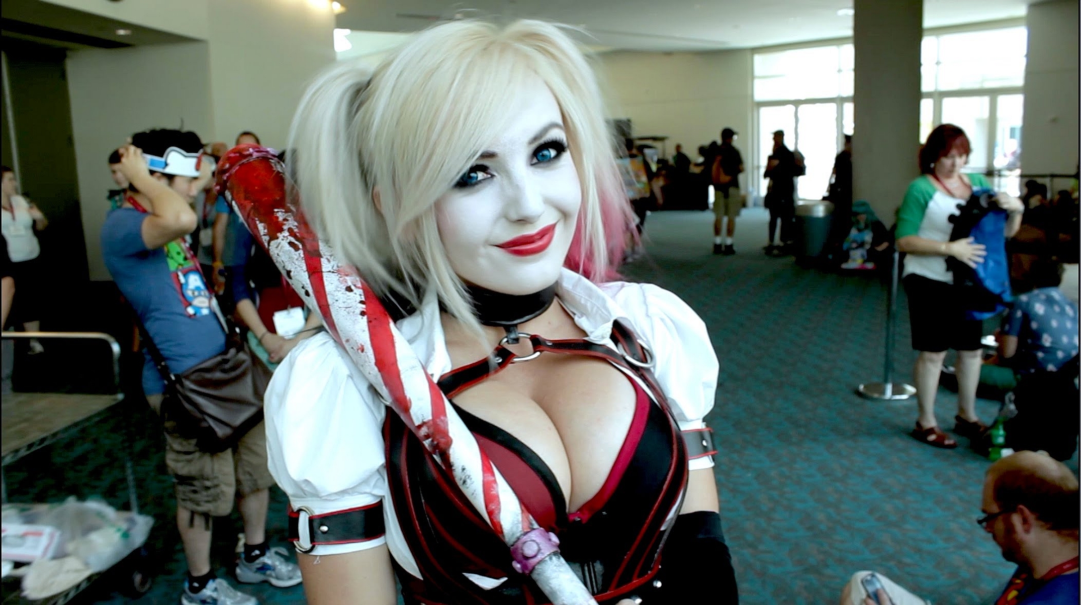cosplay, women, harley quinn, jessica nigri, white hair for android