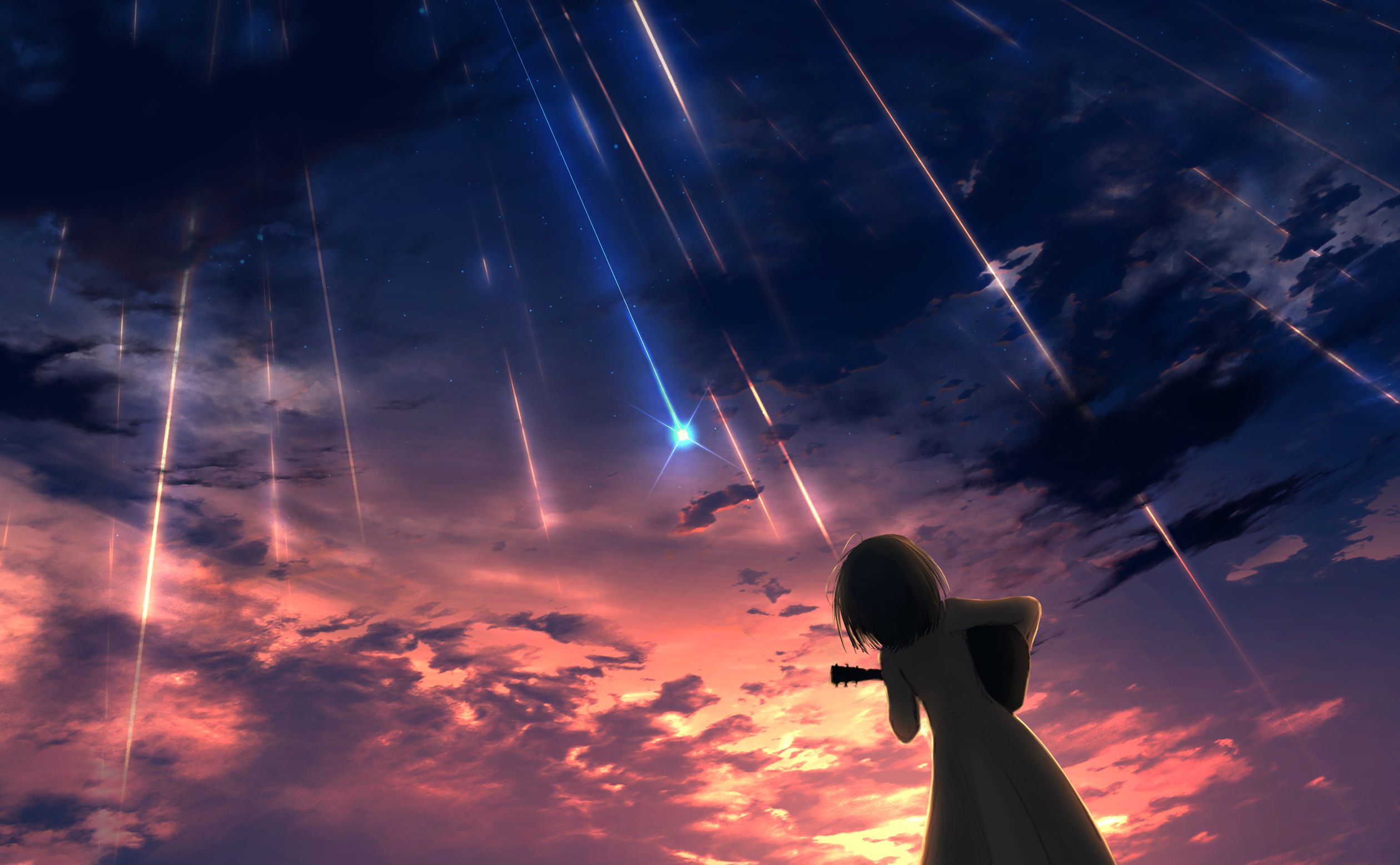 your name., Anime, Stars, Sky, Horizon, Comet, Anime boy HD Wallpapers /  Desktop and Mobile Images & Photos