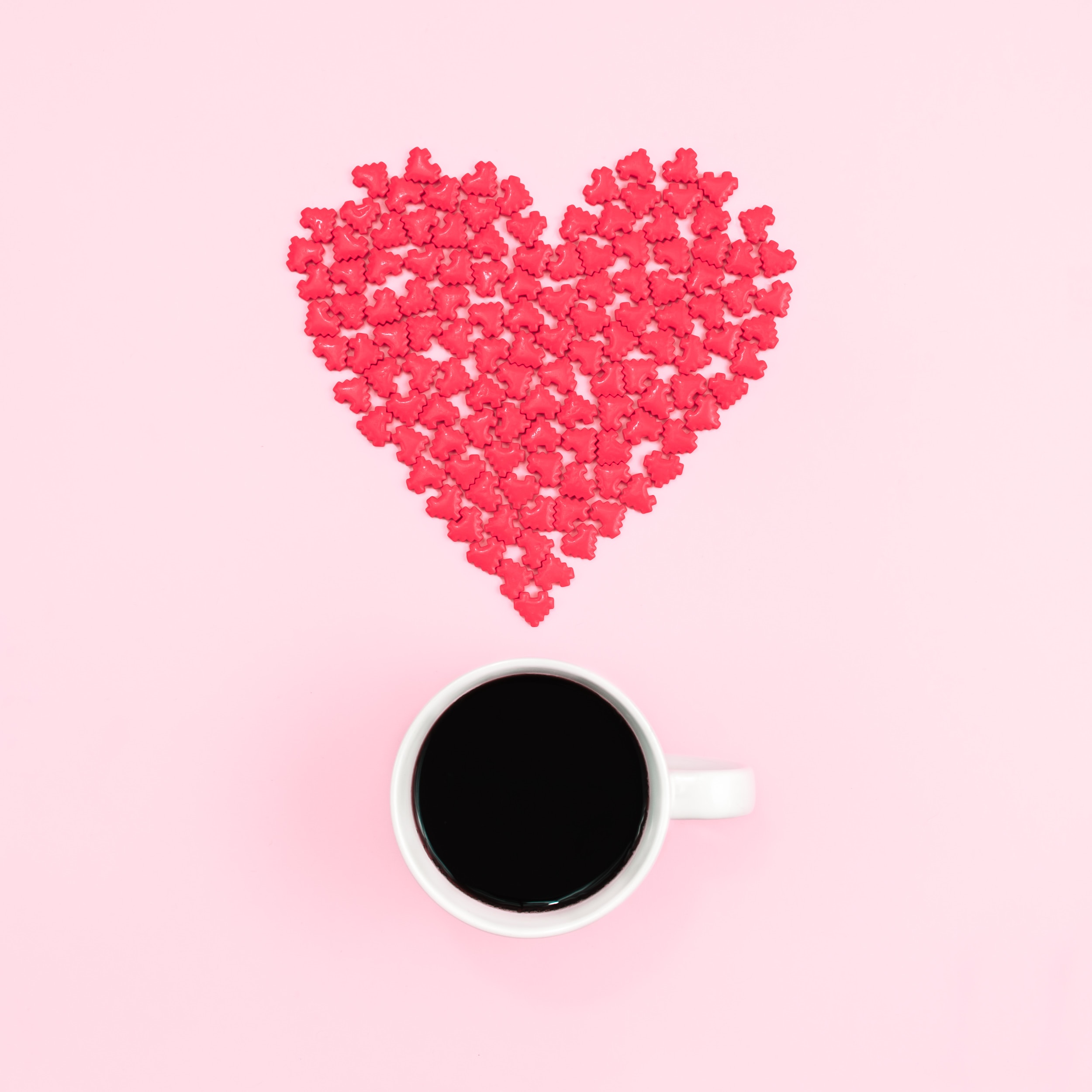 Download mobile wallpaper Cup, Candies, Heart, Coffee, Love for free.